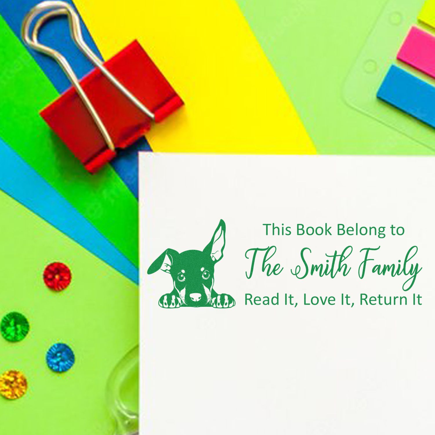 Self-Inking Doberman Pinscher Personalized Dog Book Stamp - Engineer Seal Stamps