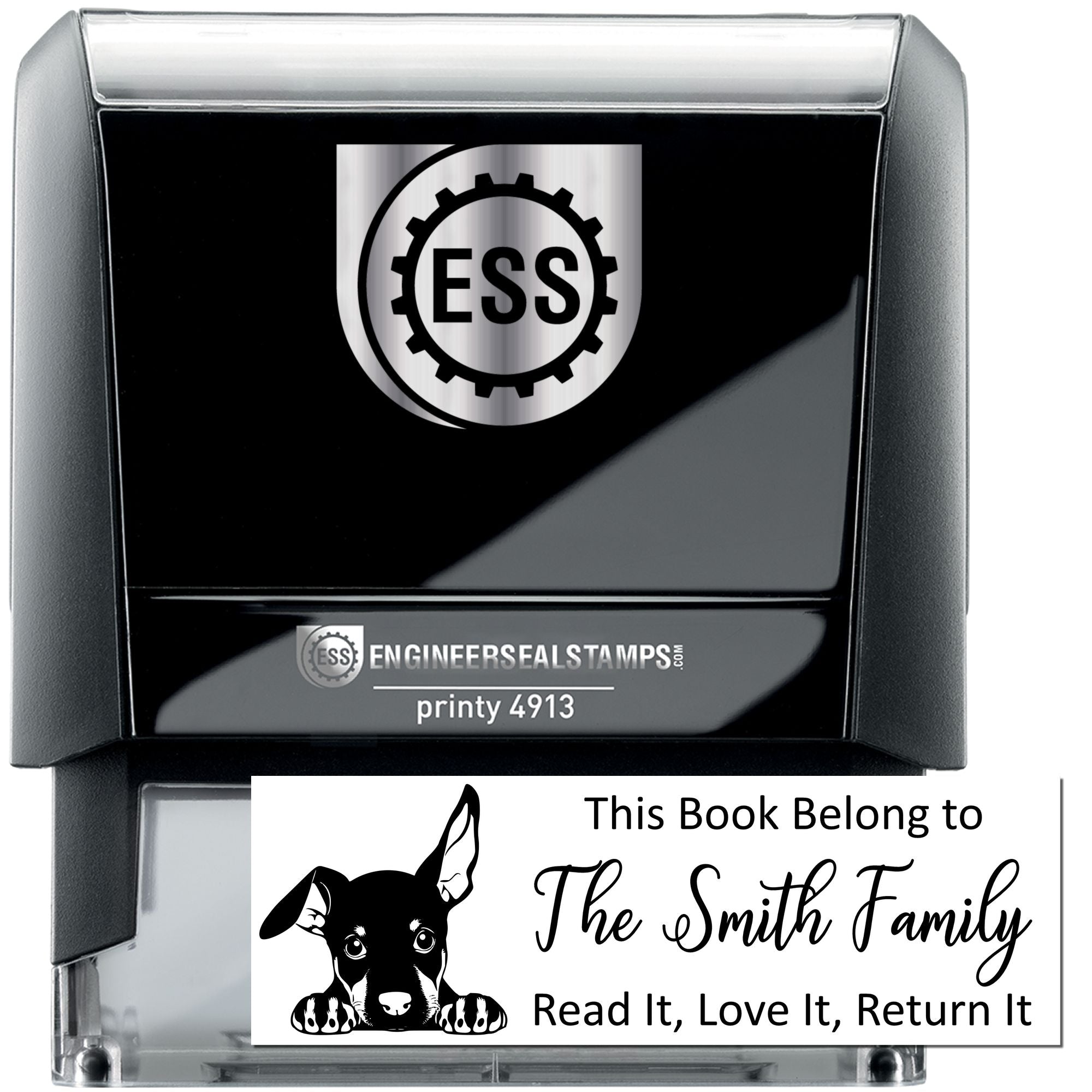 Self-Inking Doberman Pinscher Personalized Dog Book Stamp - Engineer Seal Stamps