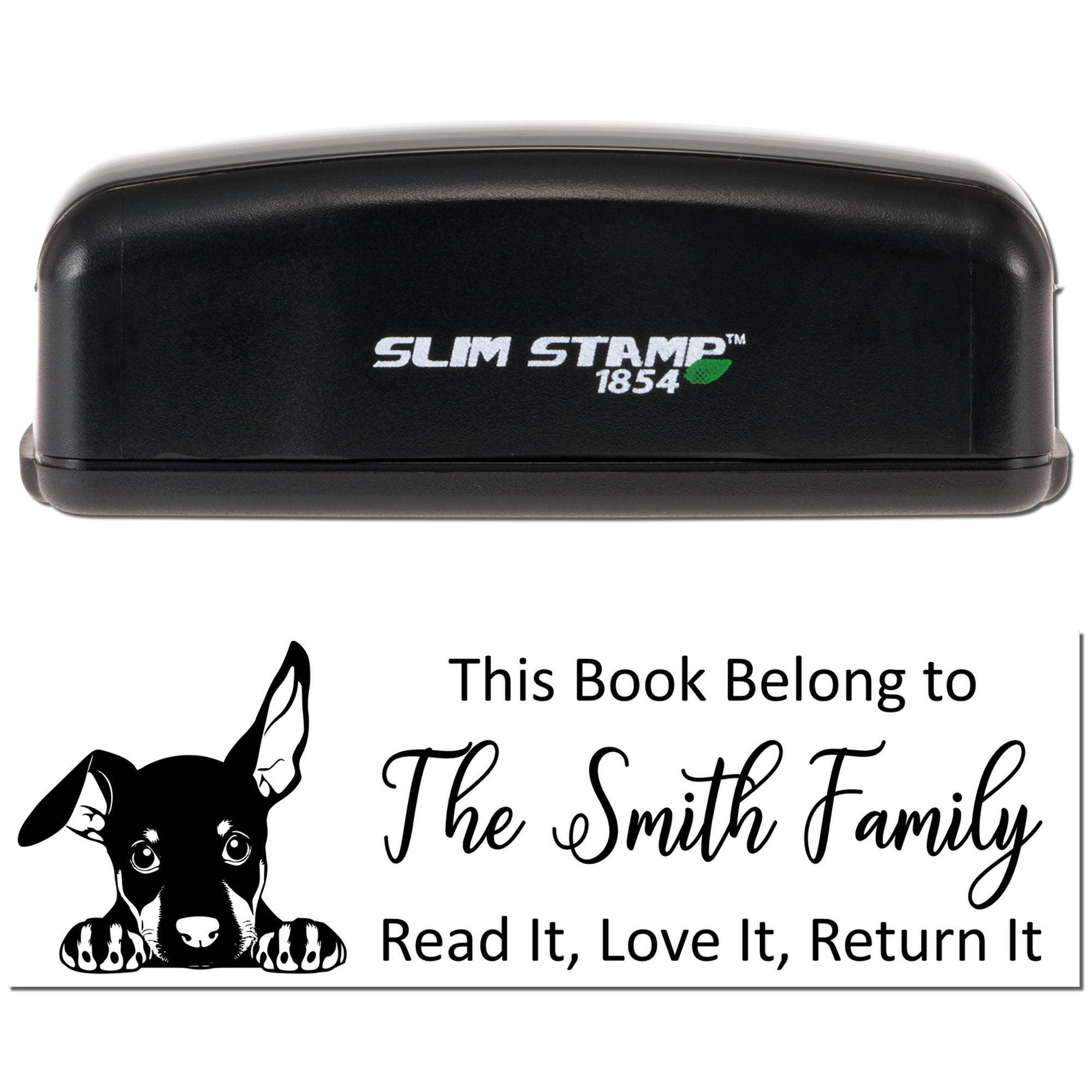 Slim Doberman Pinscher Personalizable From The Library Of Puppy Stamp - Engineer Seal Stamps