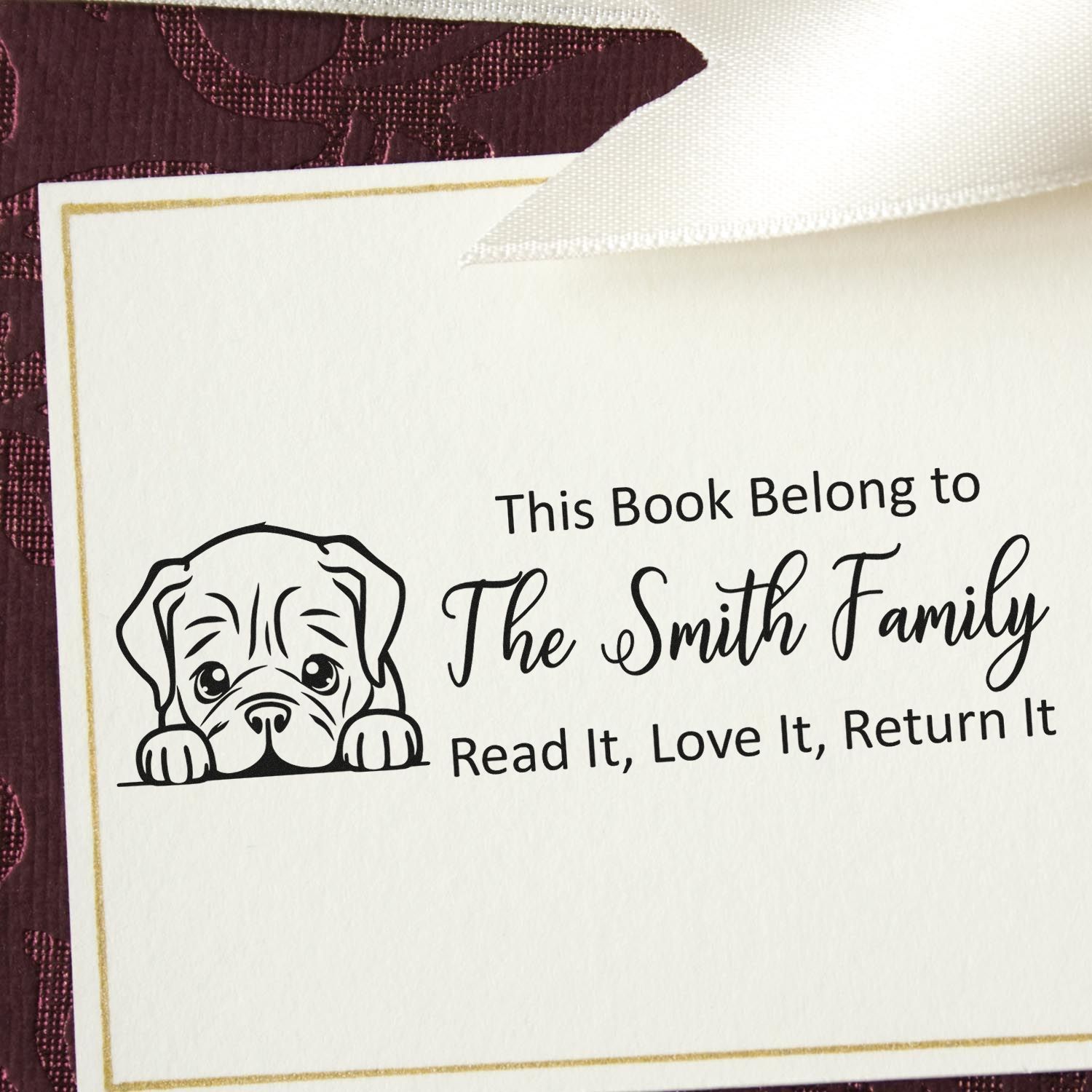 Self-Inking Dogue De Bordeaux Personalized Dog For Books Stamp - Engineer Seal Stamps