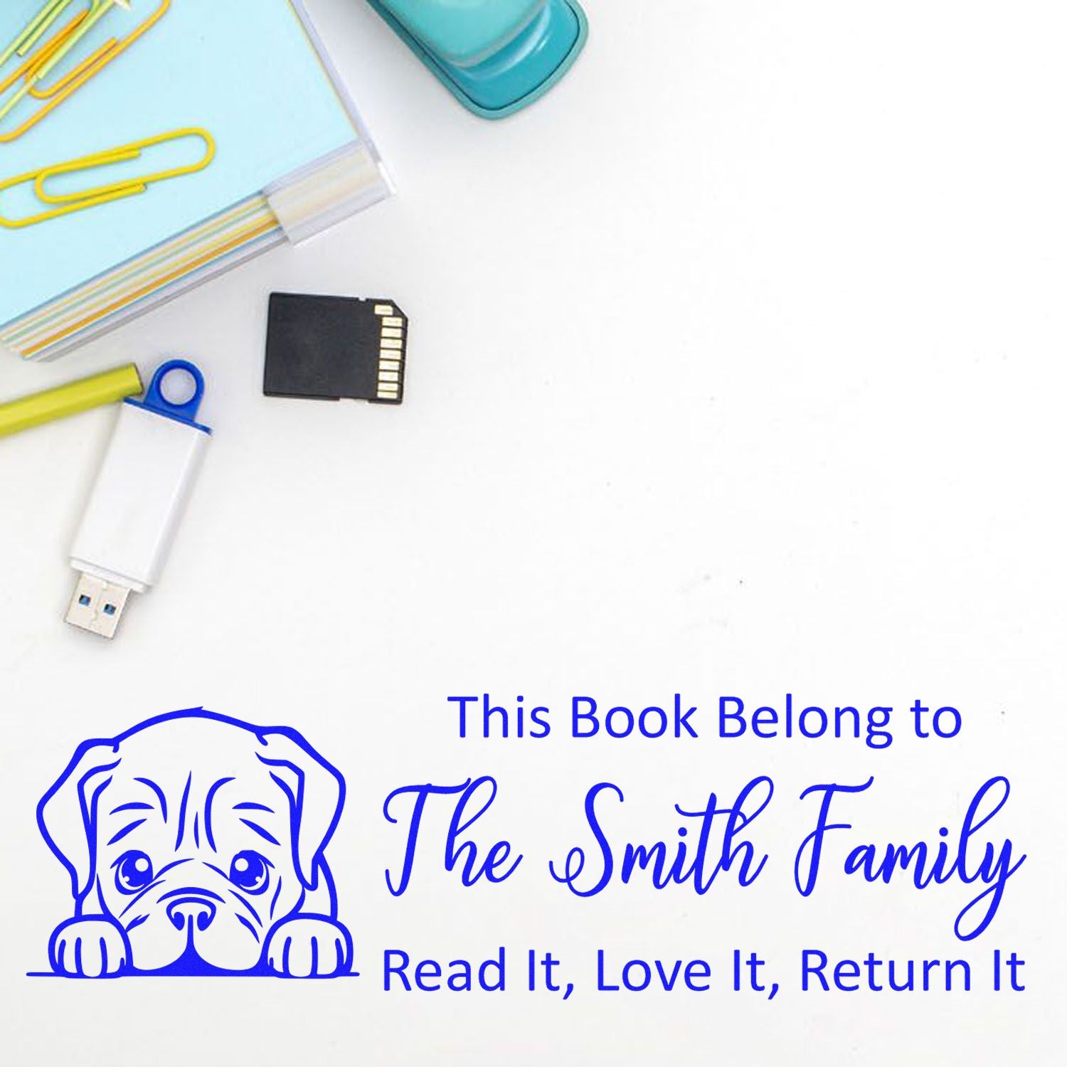 Self-Inking Dogue De Bordeaux Personalized Dog For Books Stamp - Engineer Seal Stamps