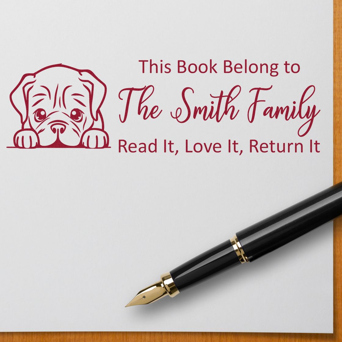 Slim Dogue De Bordeaux Personalizable This Book Belongs To Puppy Stamp - Engineer Seal Stamps