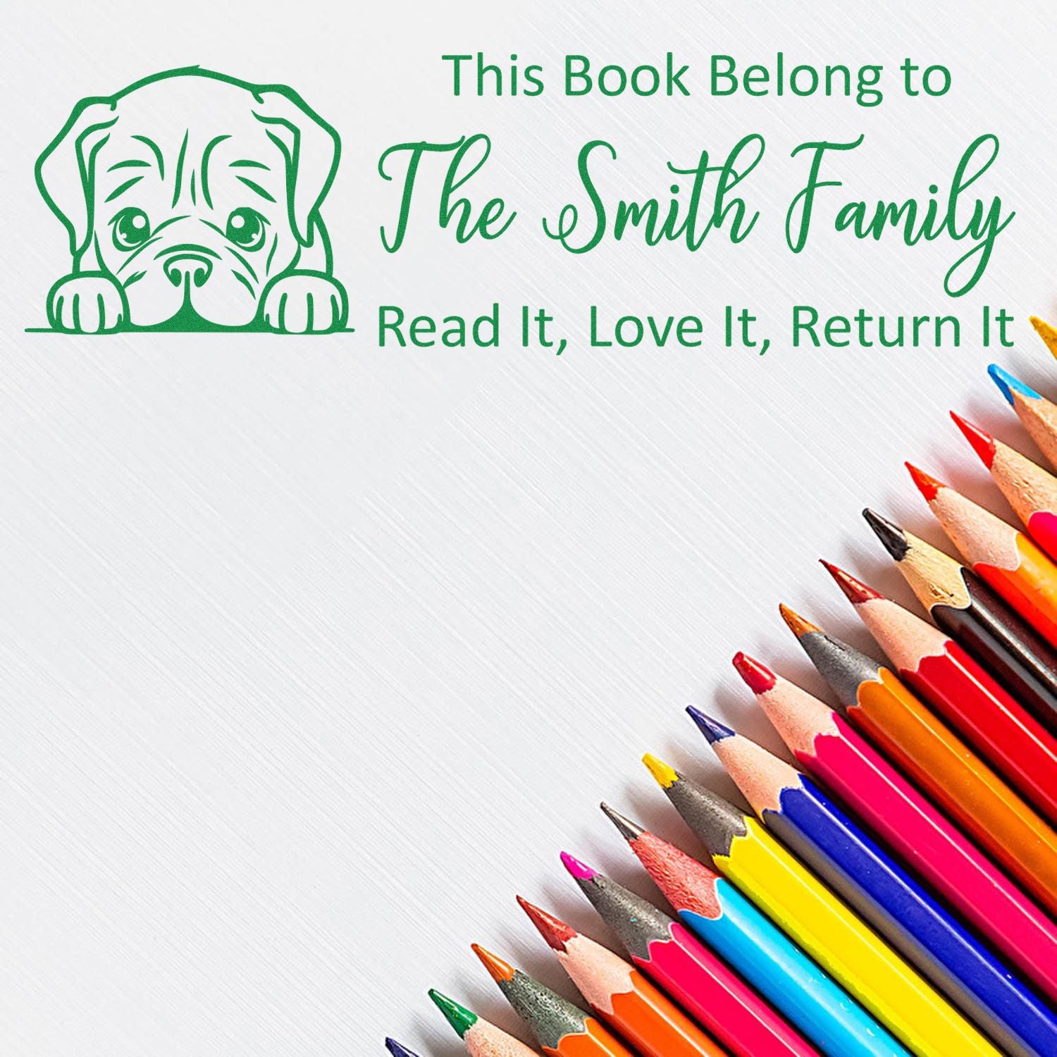 Slim Dogue De Bordeaux Personalizable This Book Belongs To Puppy Stamp - Engineer Seal Stamps