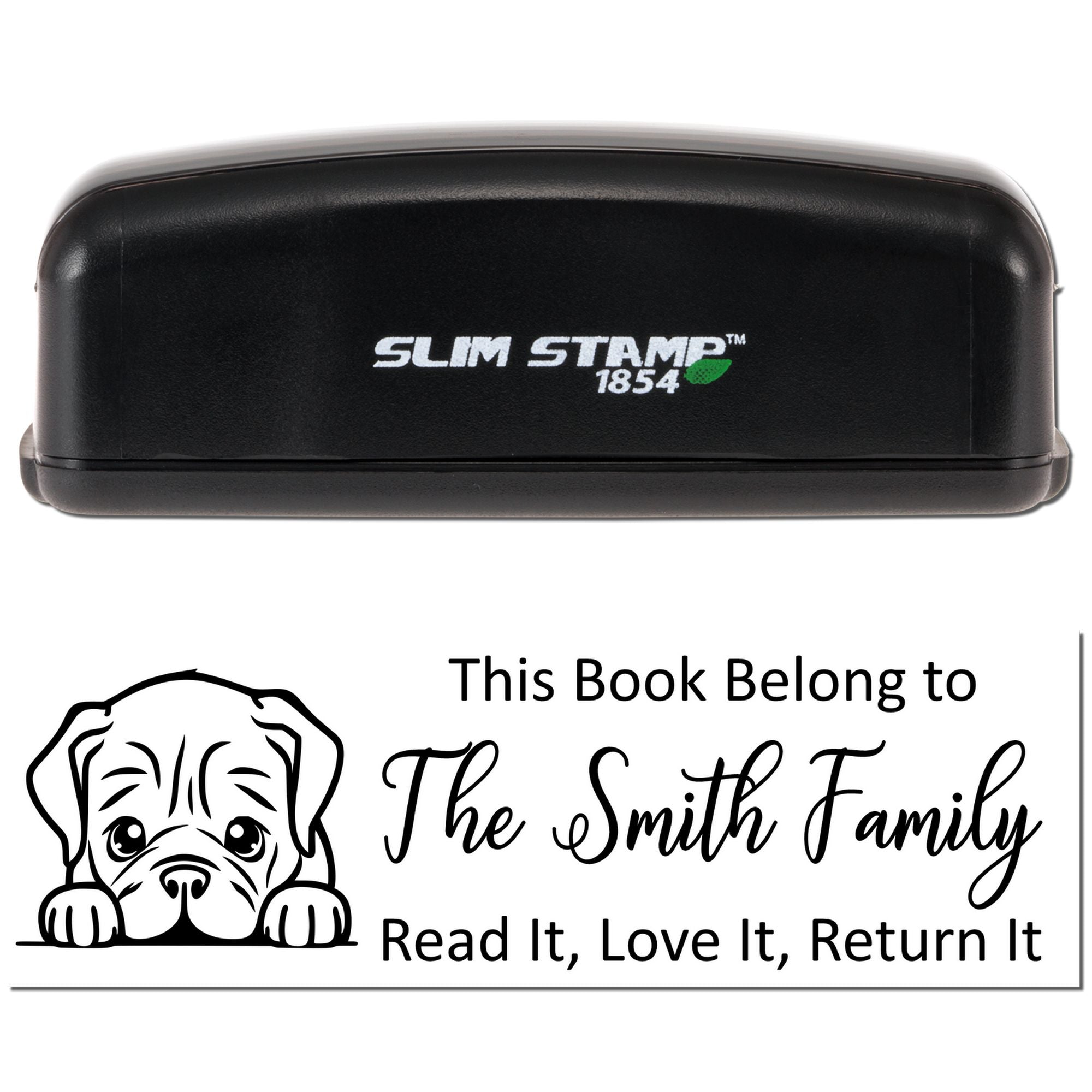 Slim Dogue De Bordeaux Personalizable This Book Belongs To Puppy Stamp - Engineer Seal Stamps
