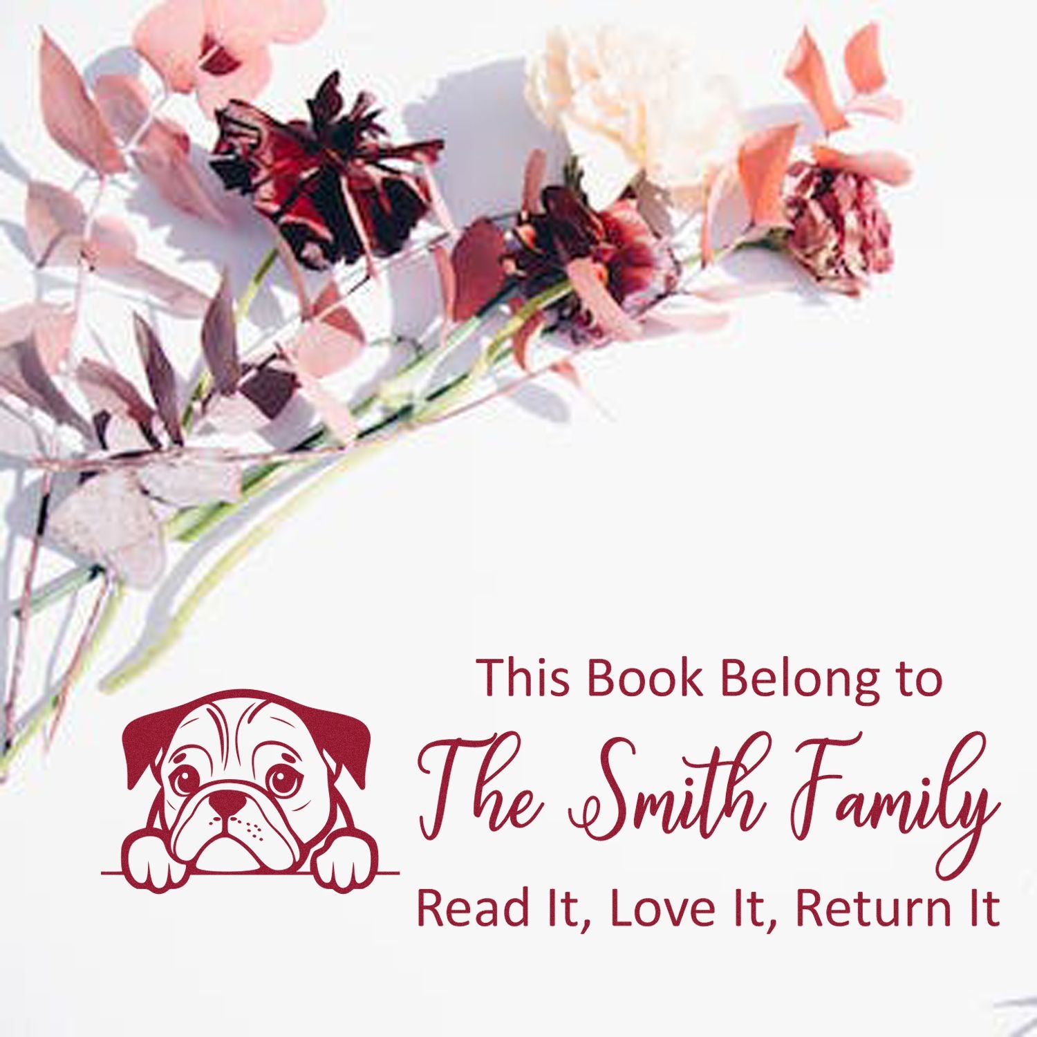 Slim English Bulldog Personalizable This Book Belongs To Puppy Stamper - Engineer Seal Stamps