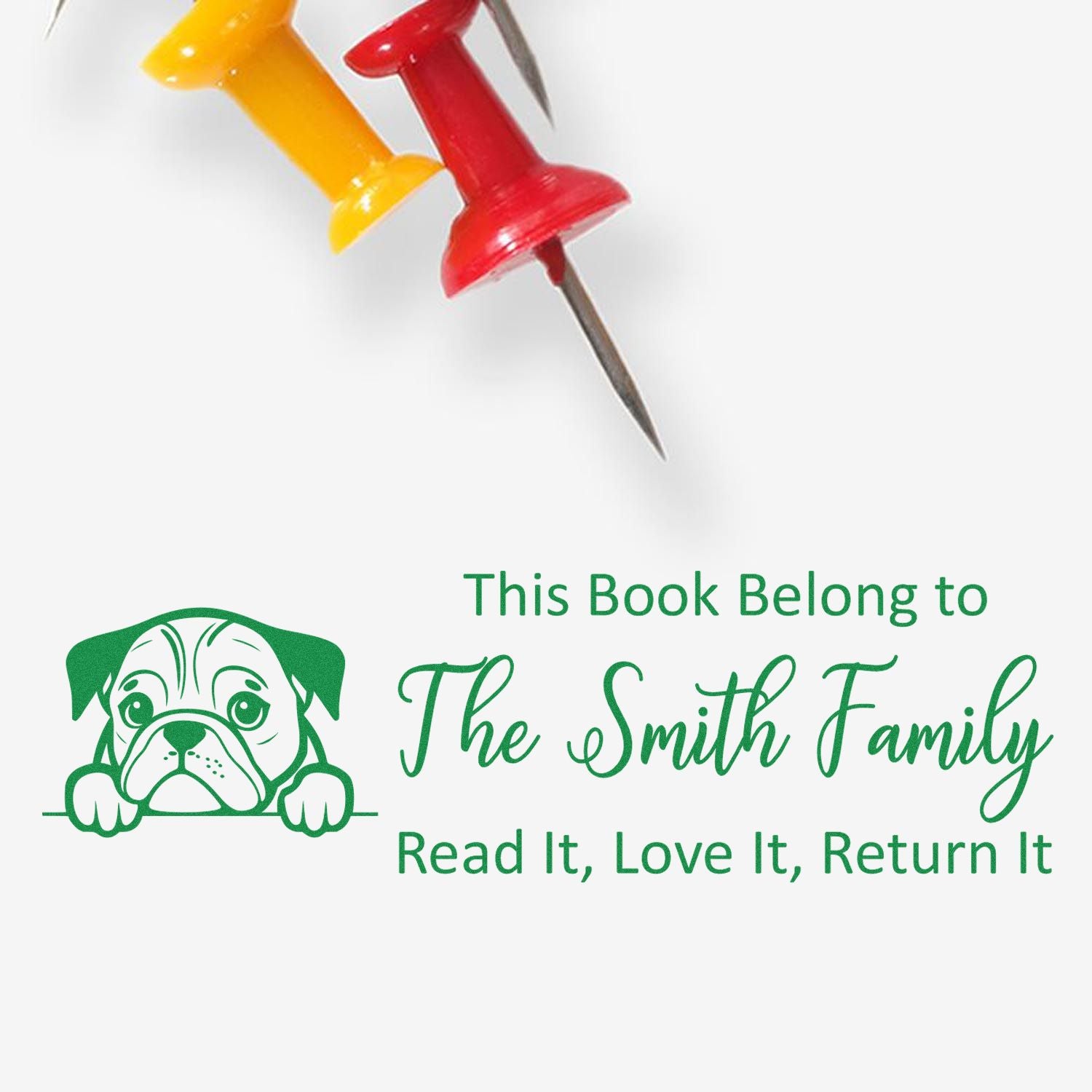 Slim English Bulldog Personalizable This Book Belongs To Puppy Stamper - Engineer Seal Stamps