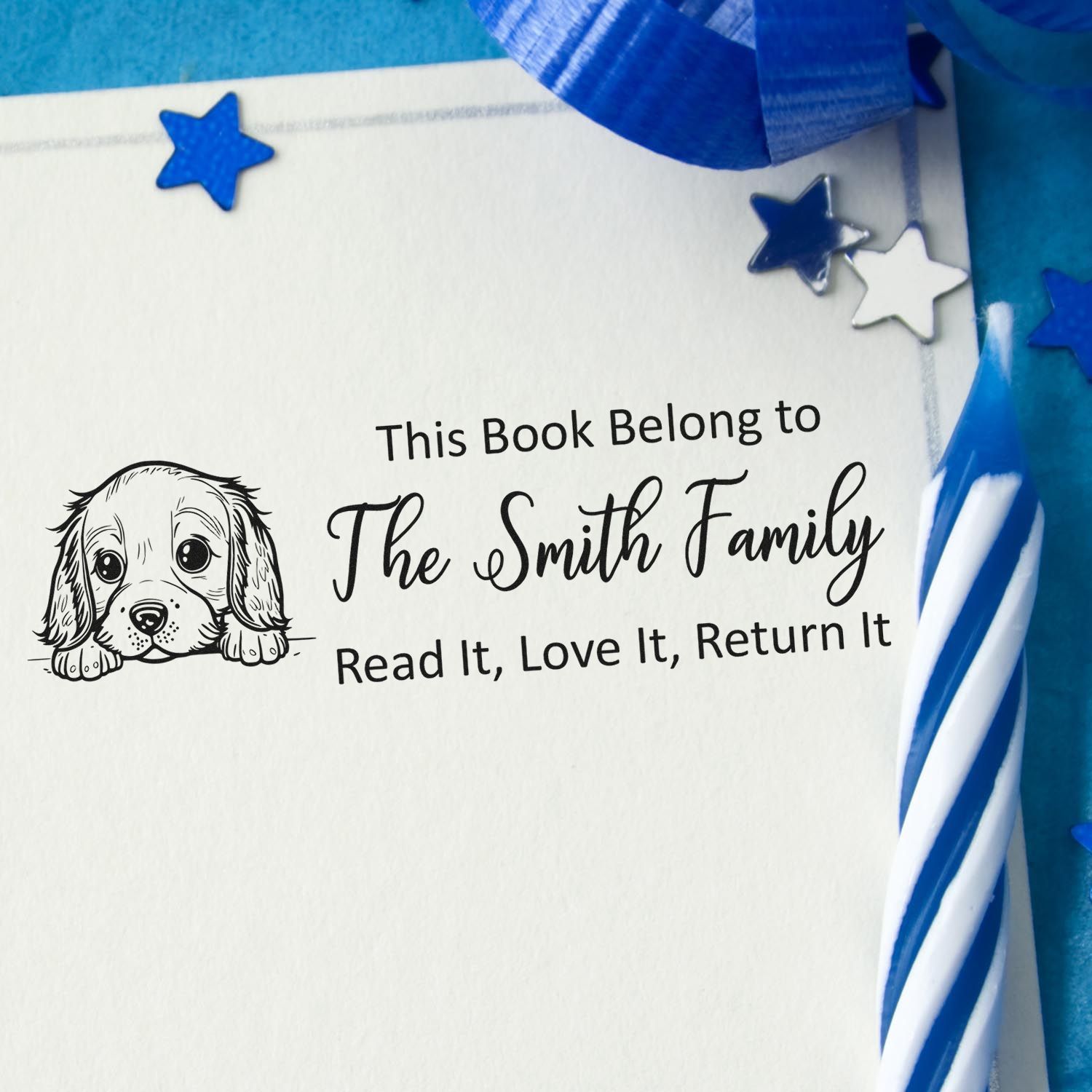 Pre-Inked English Cocker Spaniel Custom Made Dog With Books Stamp - Engineer Seal Stamps