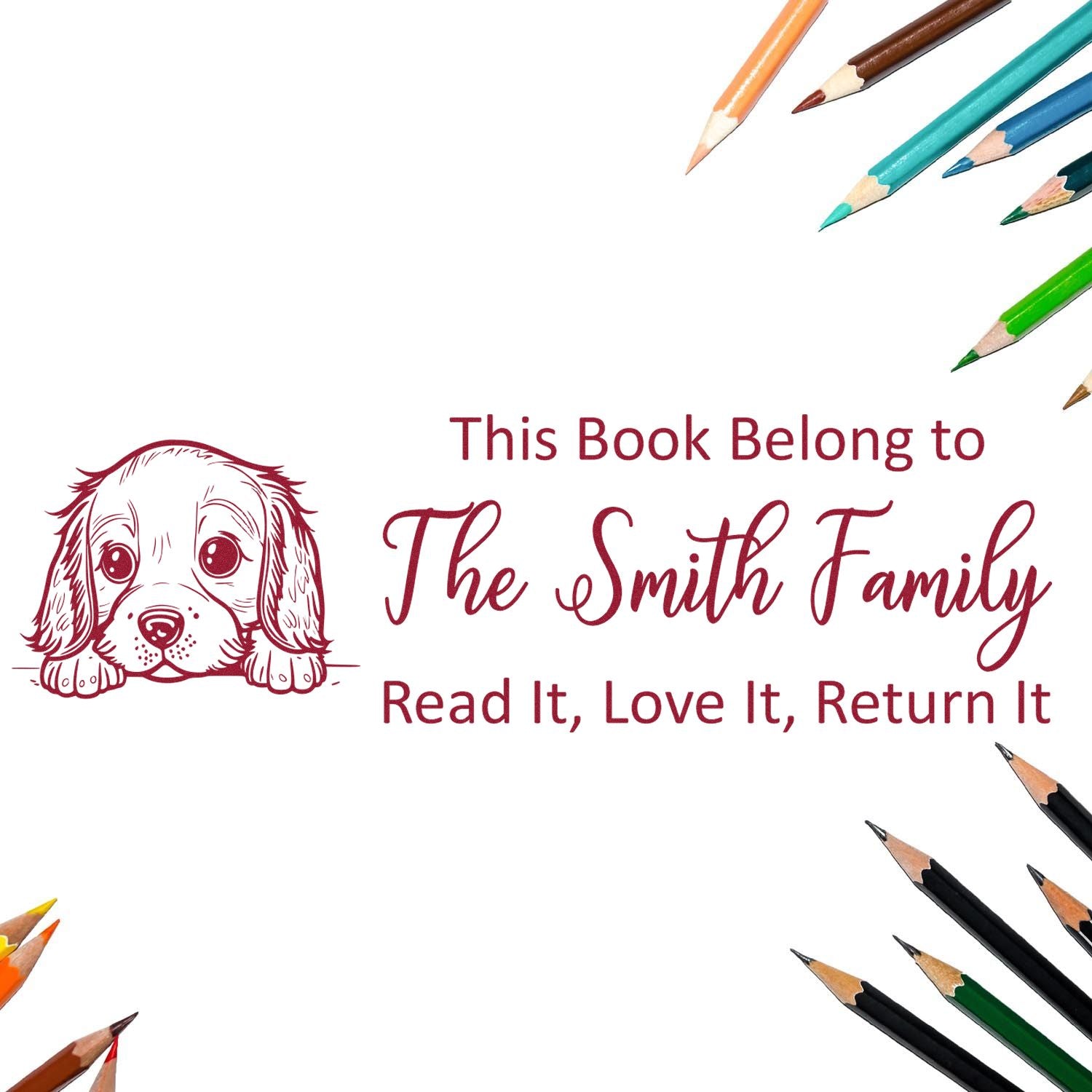 Slim English Cocker Spaniel Personalizable Stamp - Engineer Seal Stamps