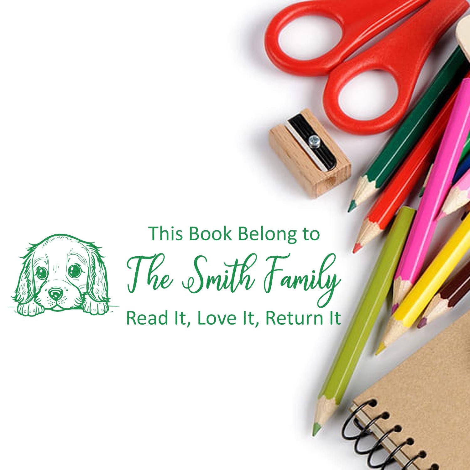 Self-Inking English Cocker Spaniel Personalized Dog Ex Libris Stamp - Engineer Seal Stamps