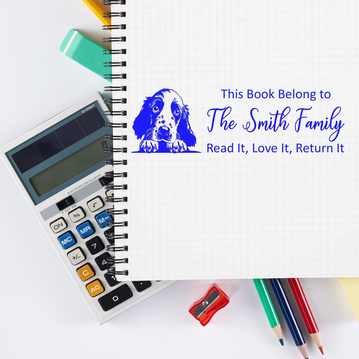 English Setter Custom Cute Dog Book Rubber Stamp - Engineer Seal Stamps