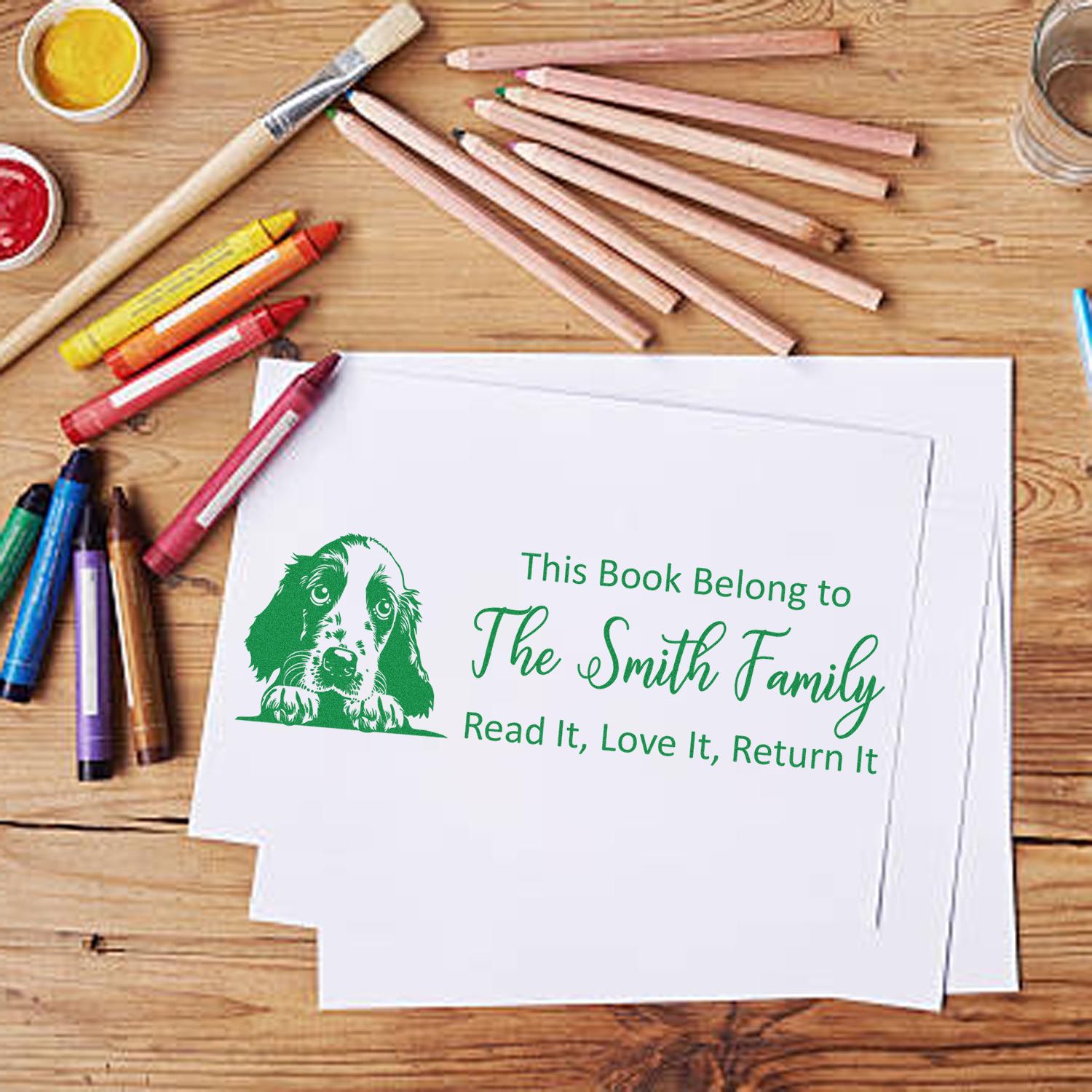 English Setter Custom Cute Dog Book Rubber Stamp - Engineer Seal Stamps