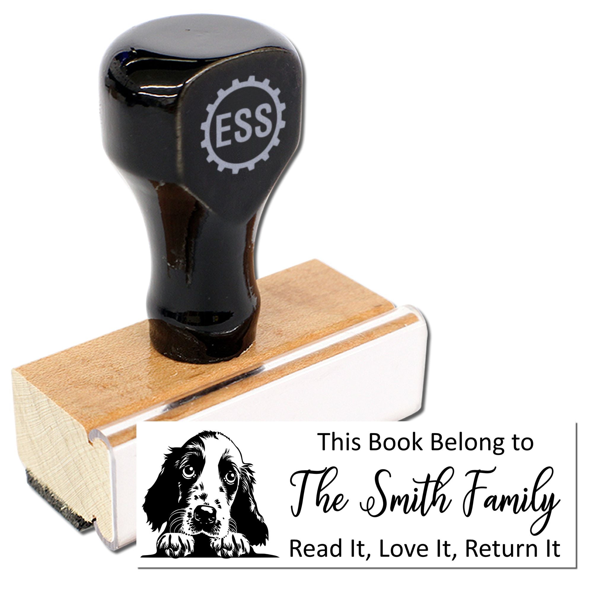 English Setter Custom Cute Dog Book Rubber Stamp