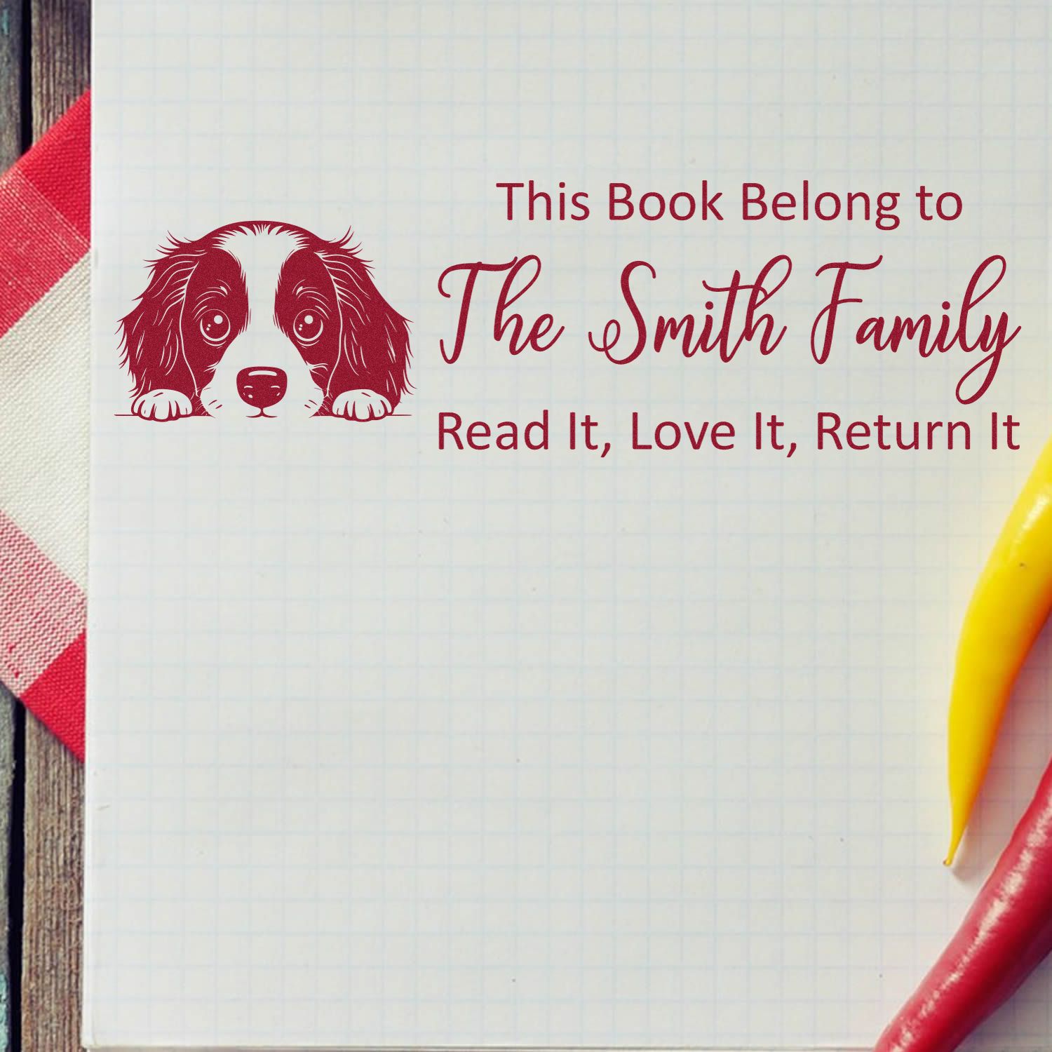 Pre-Inked English Springer Spaniel Custom Made Literary Dog Stamp - Engineer Seal Stamps