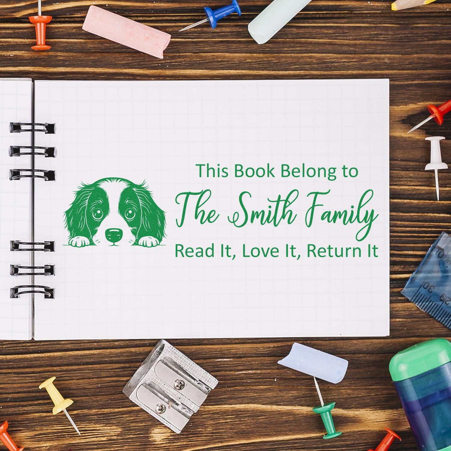 Pre-Inked English Springer Spaniel Custom Made Literary Dog Stamp - Engineer Seal Stamps