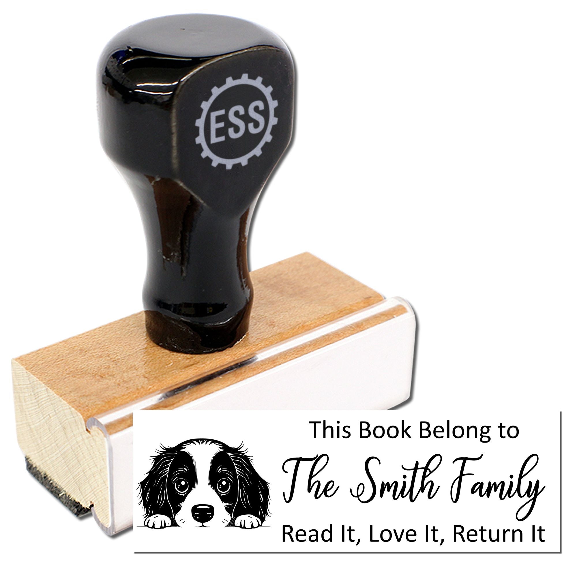English Springer Spaniel Custom Puppy Ex Libris Rubber Stamp