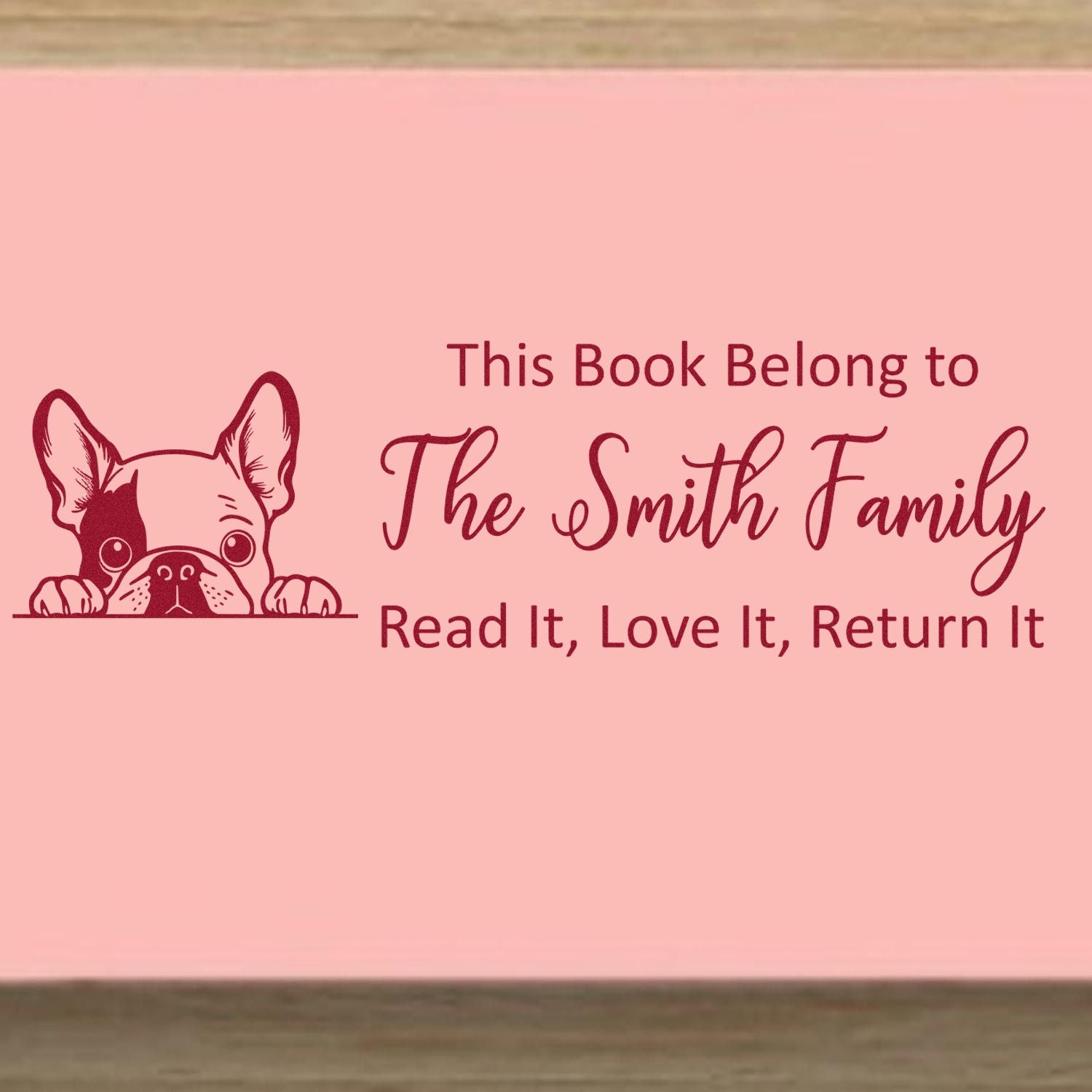 French Bulldog Custom Puppy Ex Libris Rubber Stamp