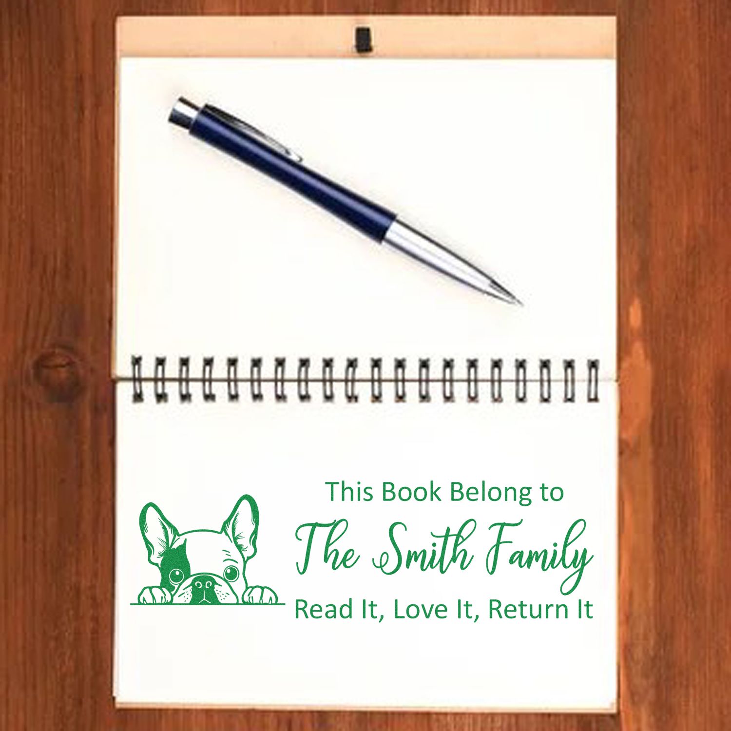 Slim French Bulldog Personalizable Stamper - Engineer Seal Stamps