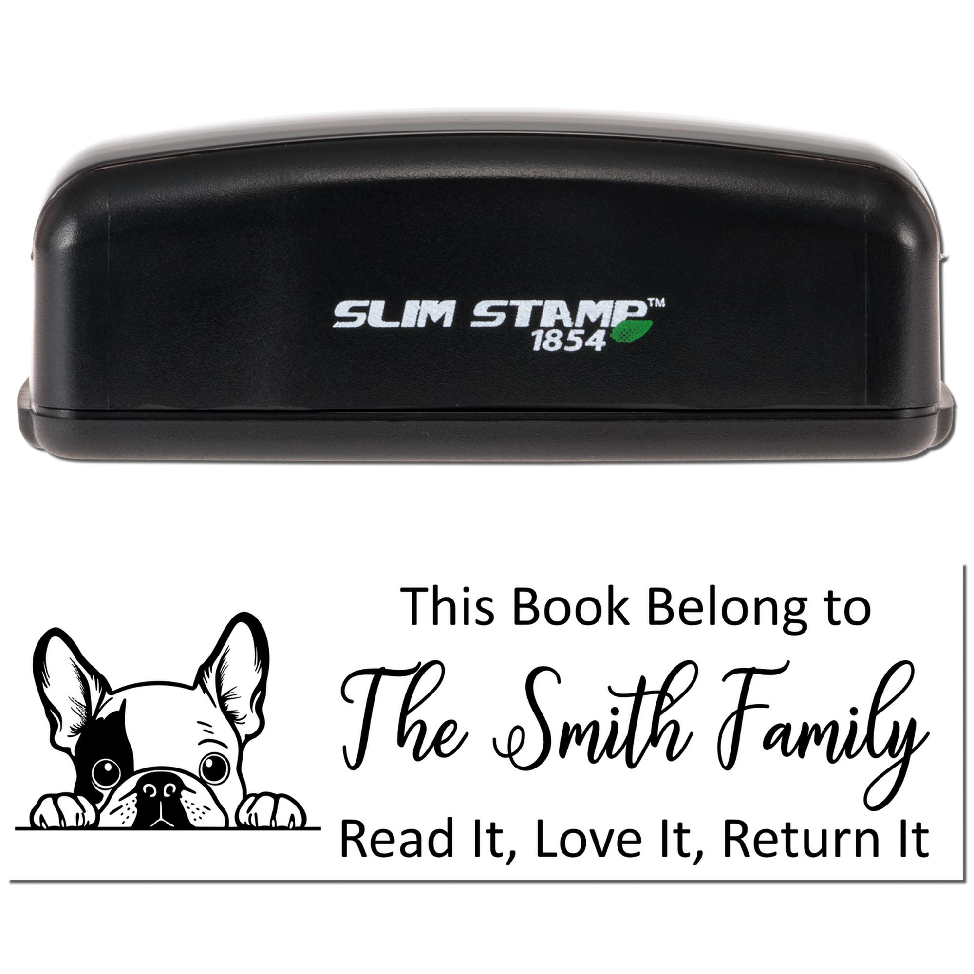 Slim French Bulldog Personalizable Stamper - Engineer Seal Stamps