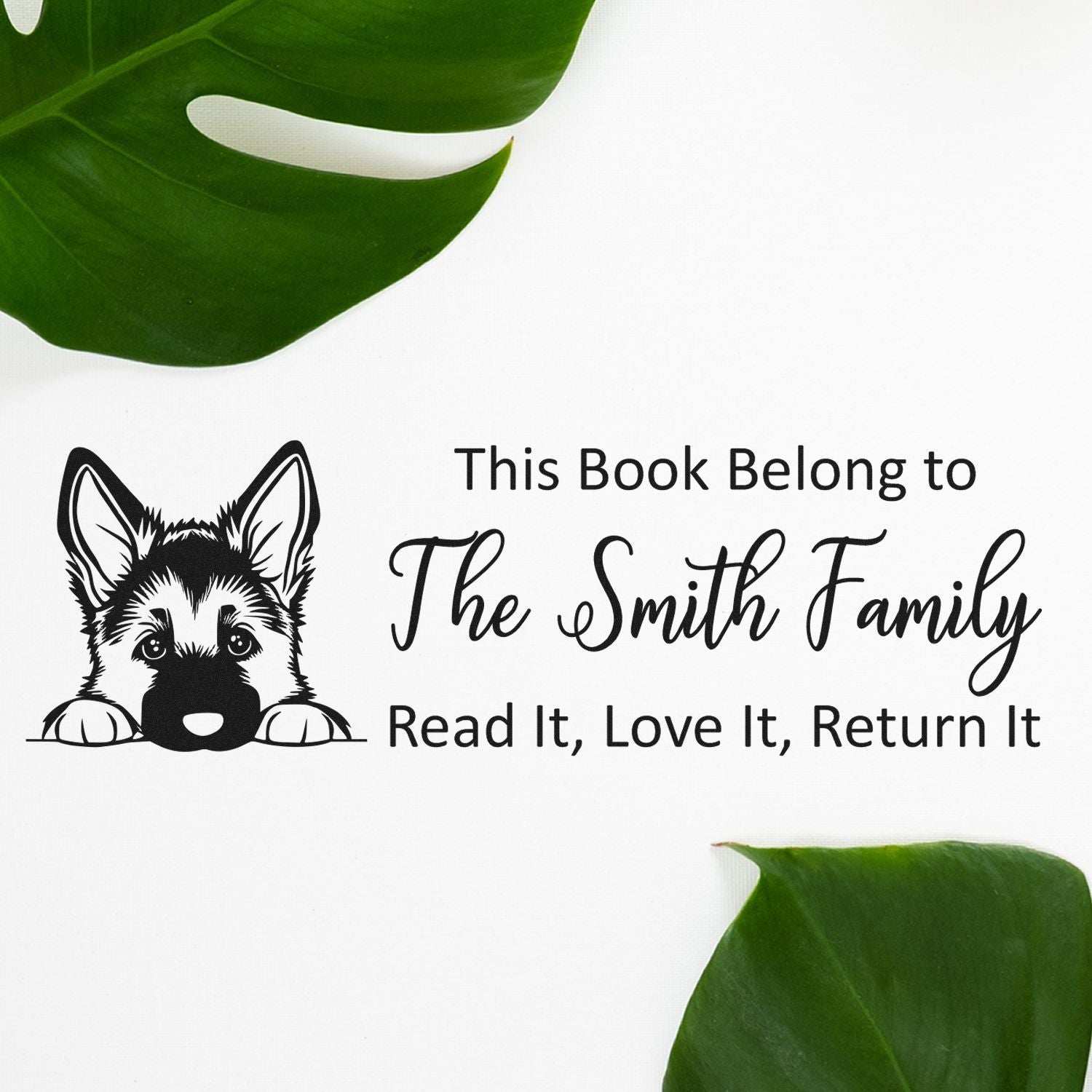 Self-Inking German Shepherd Personalized Dog Bookplate Stamp - Engineer Seal Stamps