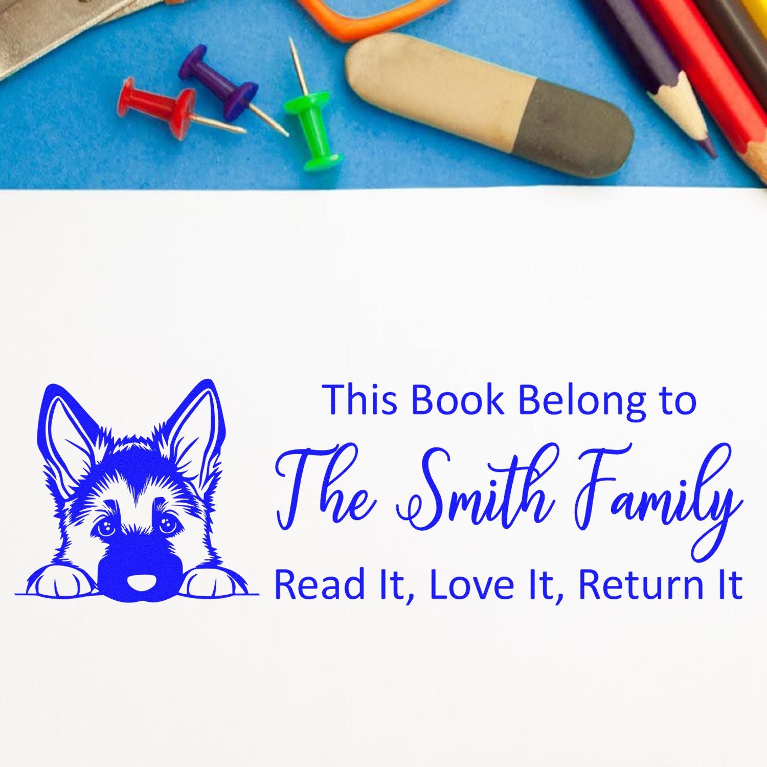 Self-Inking German Shepherd Personalized Dog Bookplate Stamp - Engineer Seal Stamps