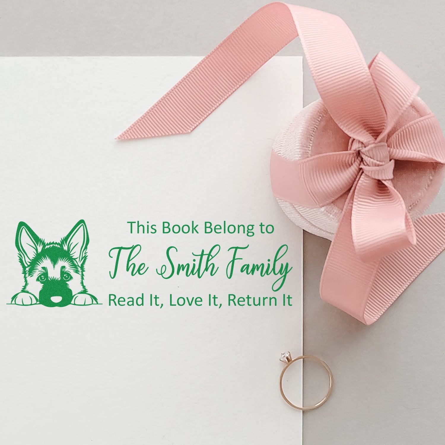 Self-Inking German Shepherd Personalized Dog Bookplate Stamp - Engineer Seal Stamps