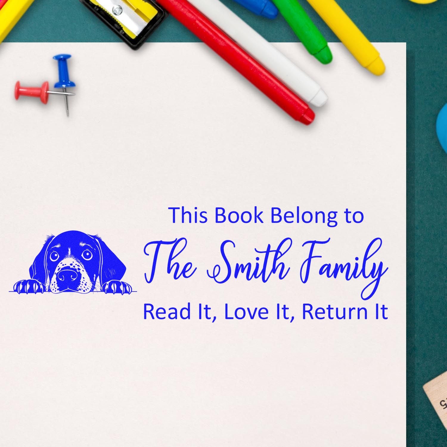 German Shorthaired Pointer Custom Dog-Themed Ex Libris Rubber Stamp - Engineer Seal Stamps