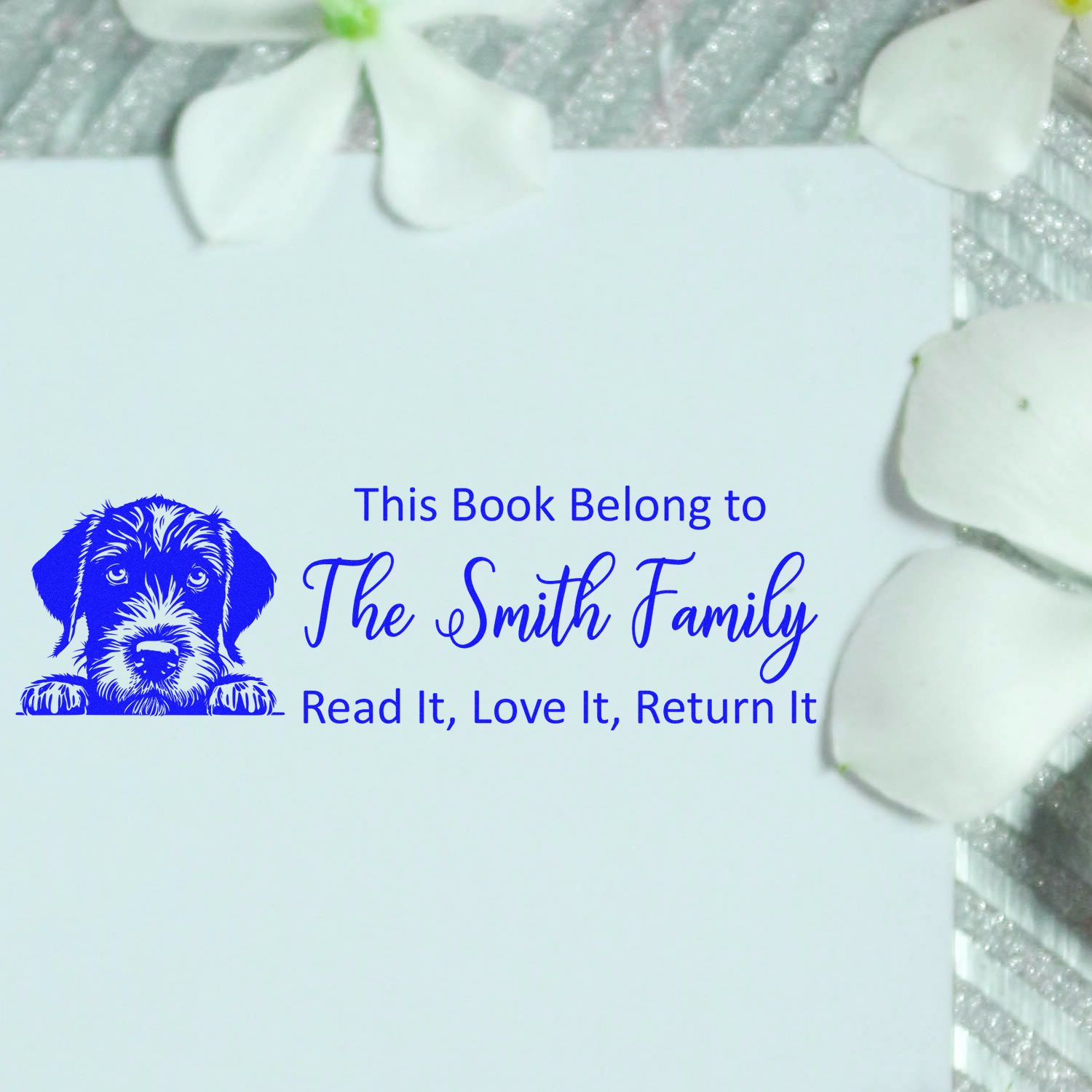 German Wirehaired Pointer Custom Book With Dog Design Rubber Stamp - Engineer Seal Stamps