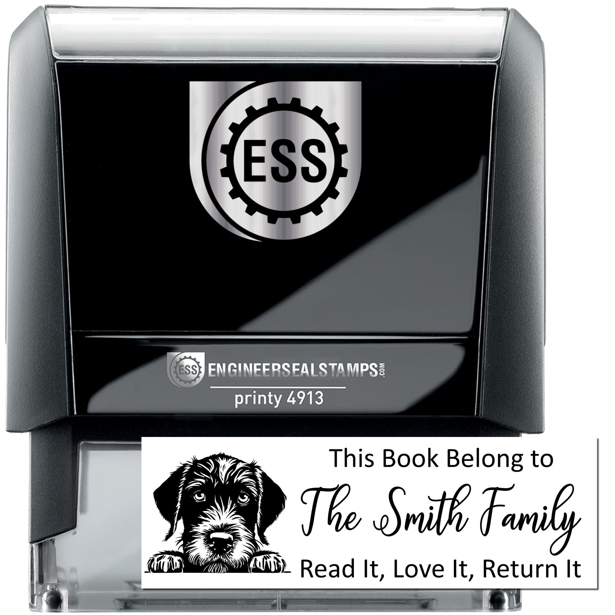 Self-Inking German Wirehaired Pointer Personalized Ex Libris Dog Stamp - Engineer Seal Stamps