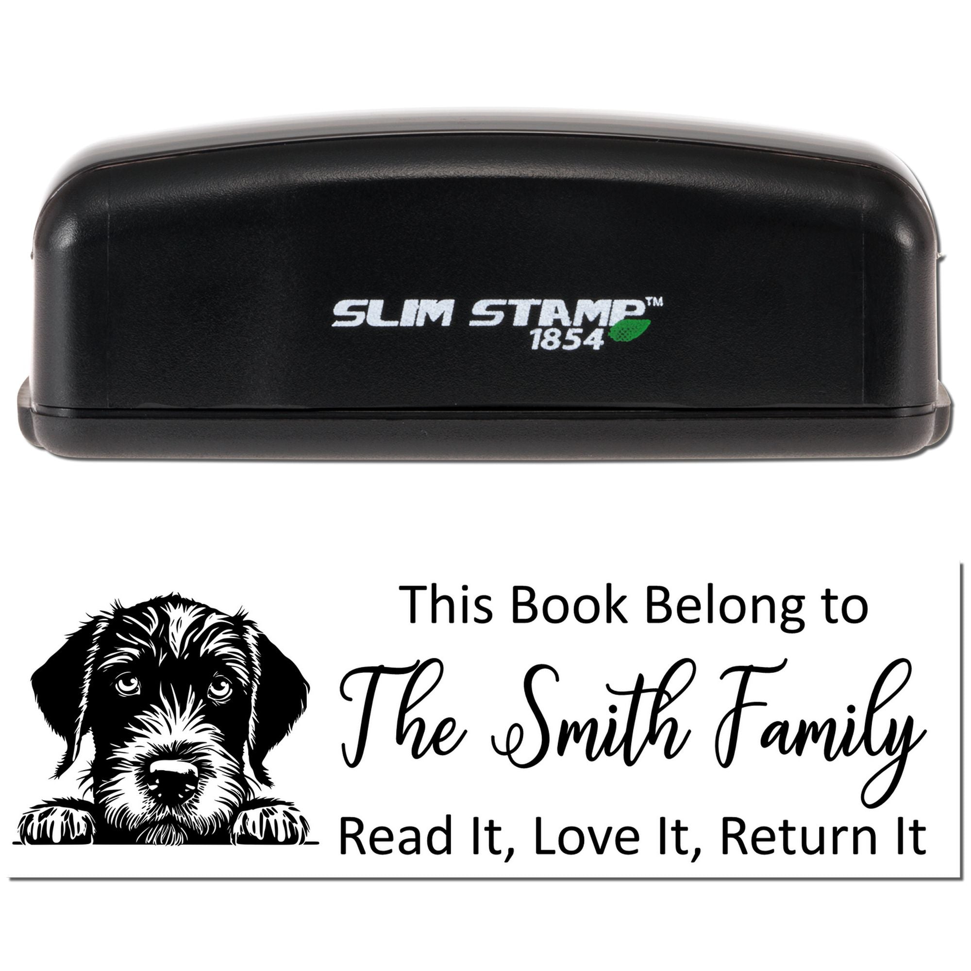 Slim German Wirehaired Pointer Customizable Dog Book Stamp - Engineer Seal Stamps