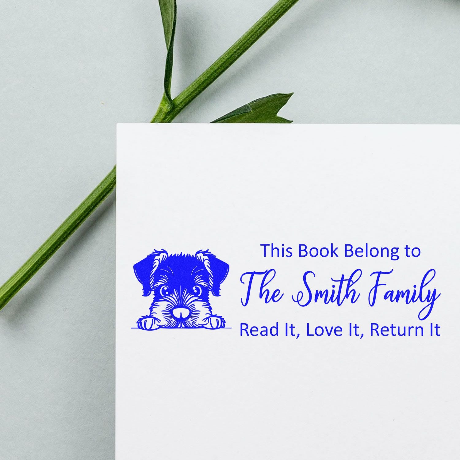 Giant Schnauzer Custom Book With Dog Design Rubber Stamp - Engineer Seal Stamps