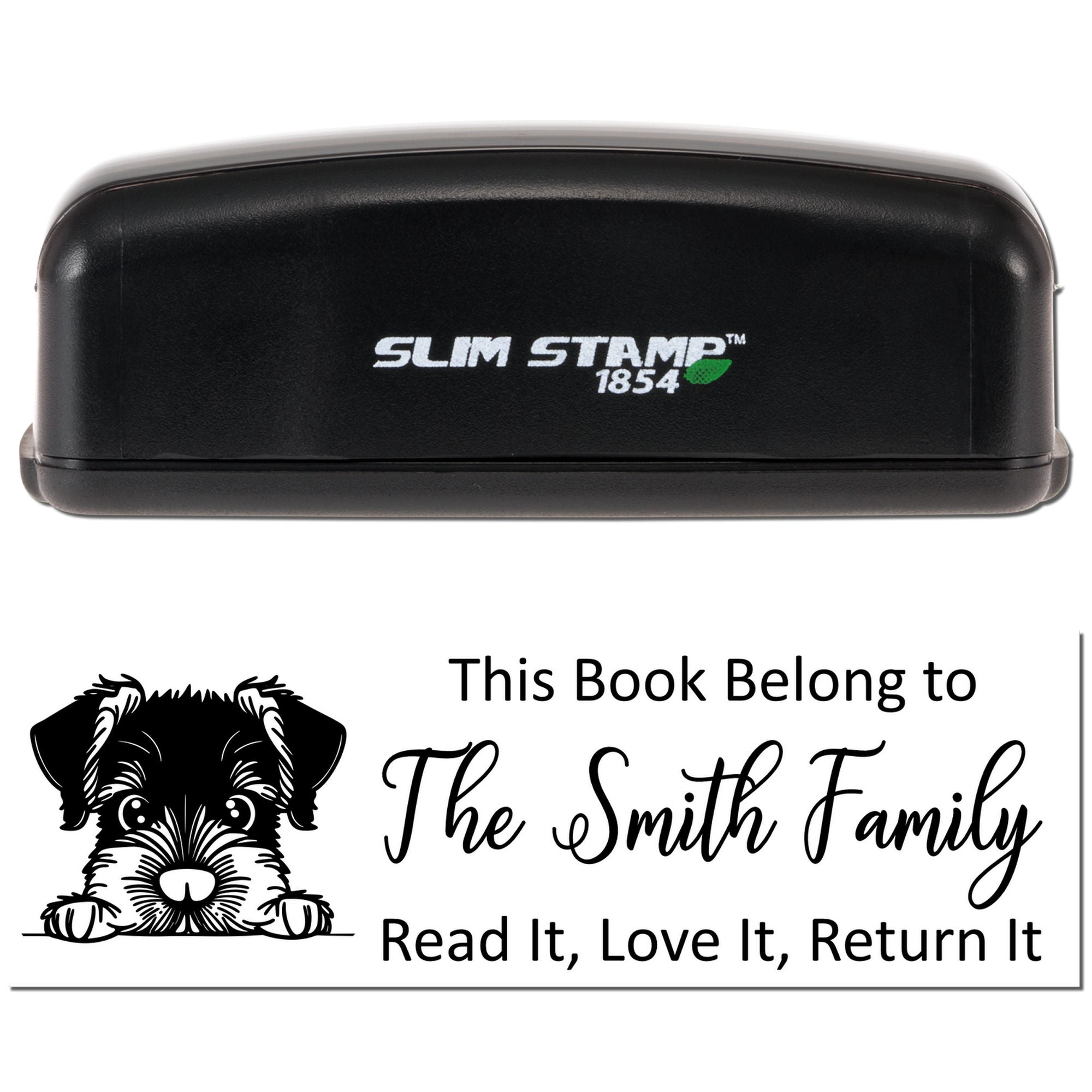 Slim Giant Schnauzer Customizable Dog Book Stamper