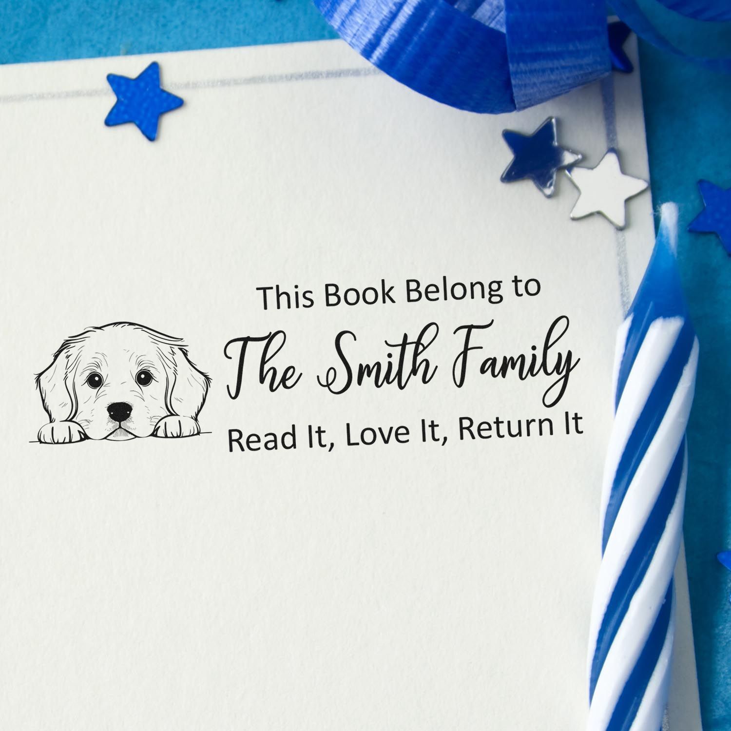 Pre-Inked Golden Retriever Custom Made Puppy Book Stamp - Engineer Seal Stamps