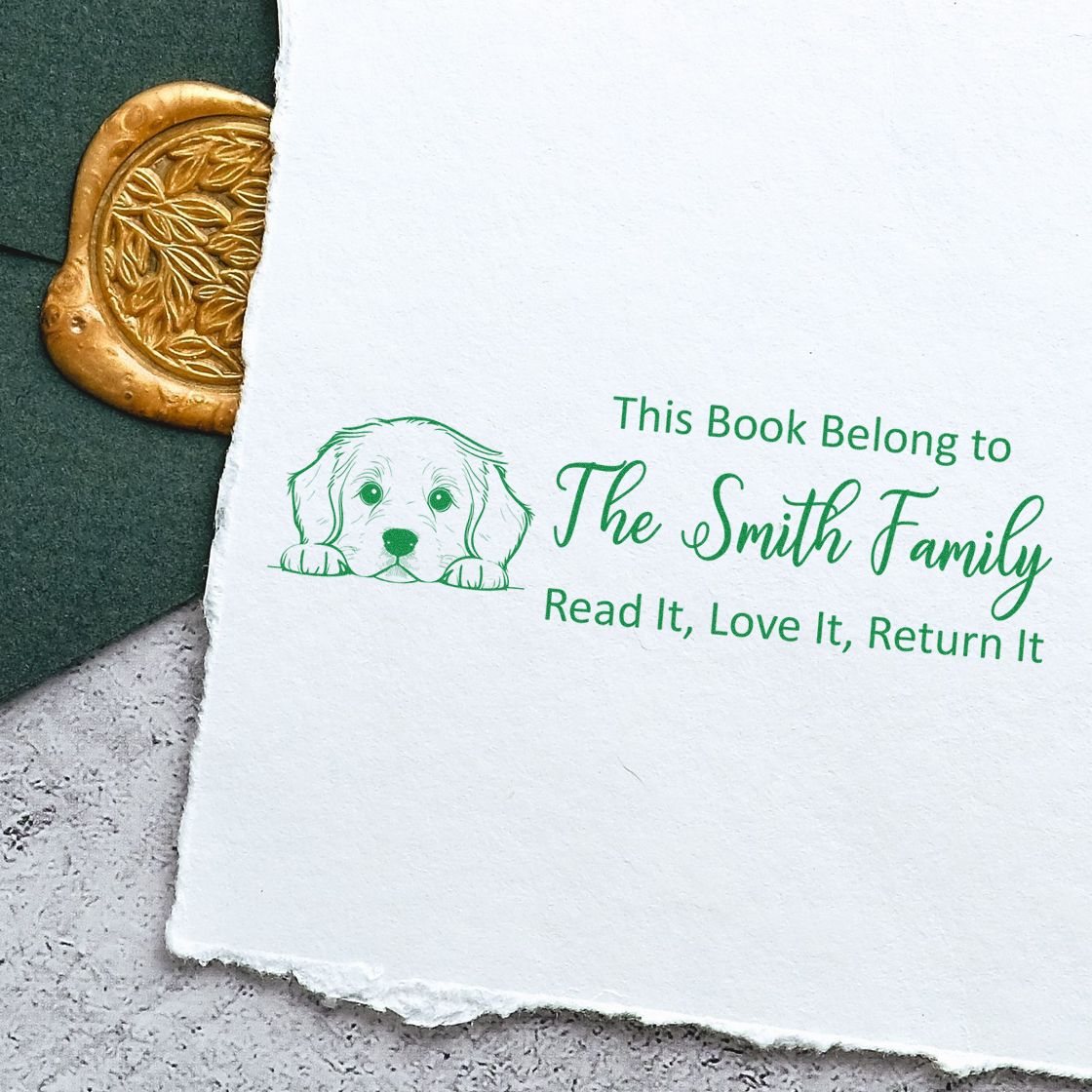 Pre-Inked Golden Retriever Custom Made Puppy Book Stamp - Engineer Seal Stamps