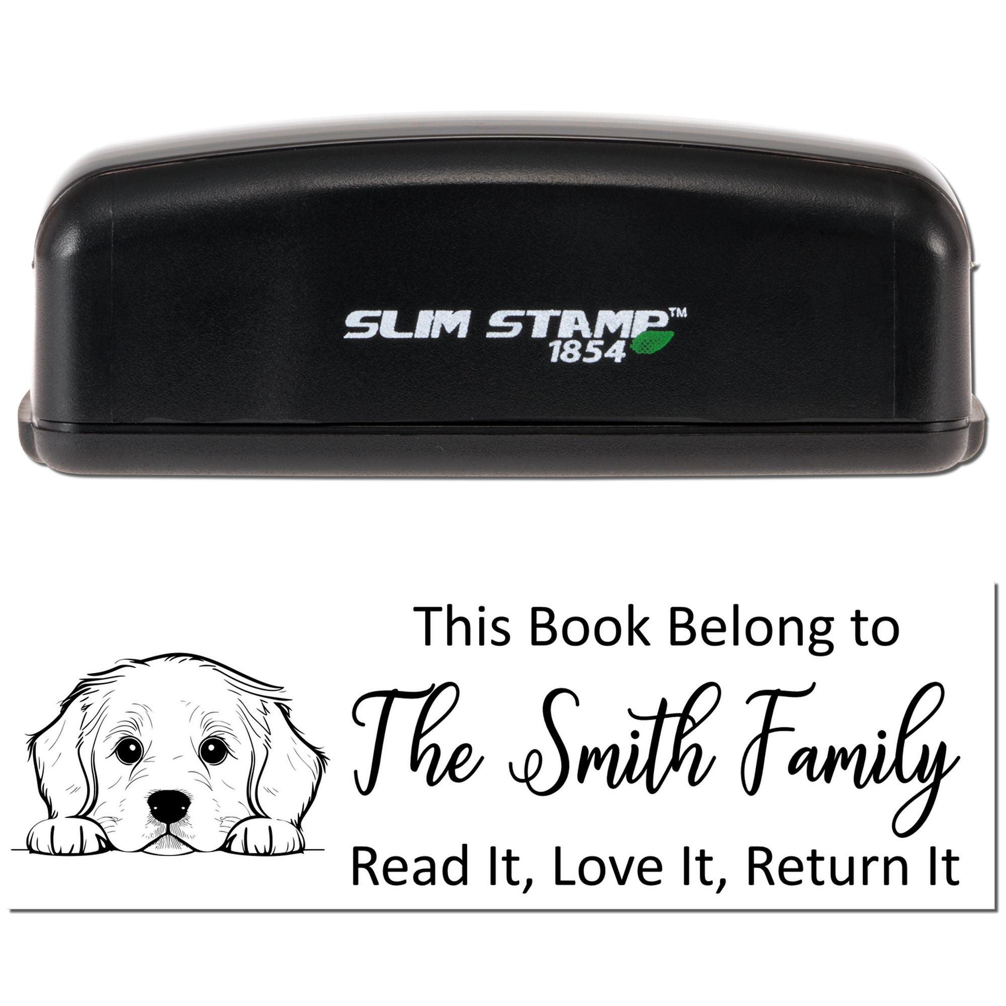 Slim Golden Retriever Customizable Dog For Books Stamp - Engineer Seal Stamps