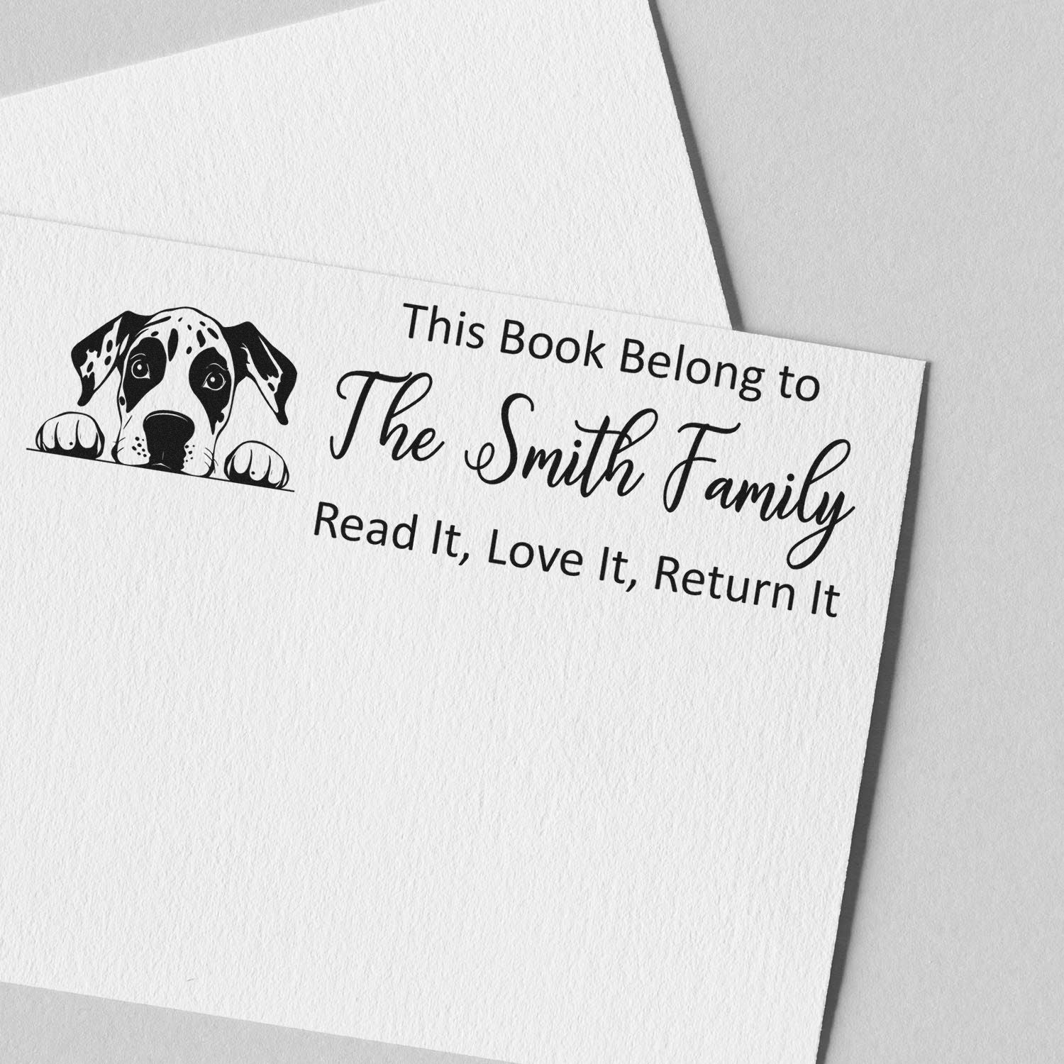 Slim Great Dane Customizable Dog Ex Libris Stamp - Engineer Seal Stamps