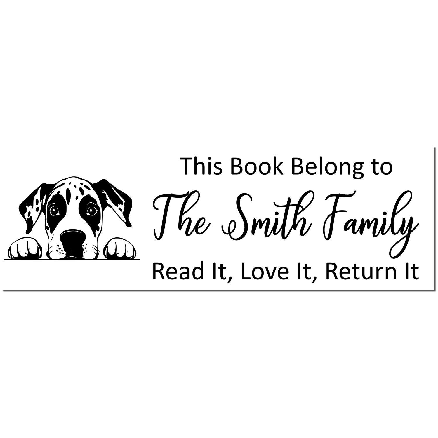Pre-Inked Great Dane Custom Made Cute Dog Book Stamp - Engineer Seal Stamps
