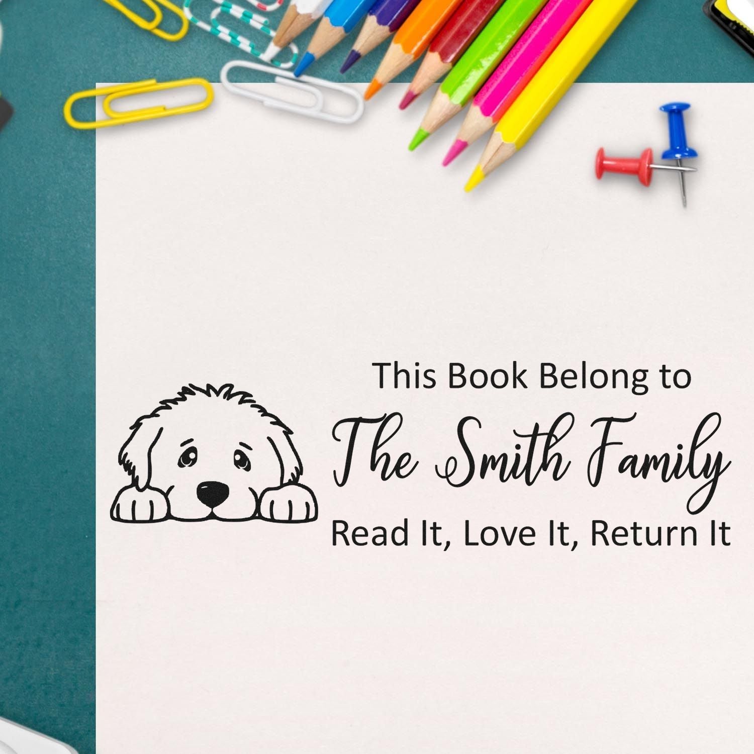 Great Pyrenees Custom Puppy Bookplate Rubber Stamp - Engineer Seal Stamps