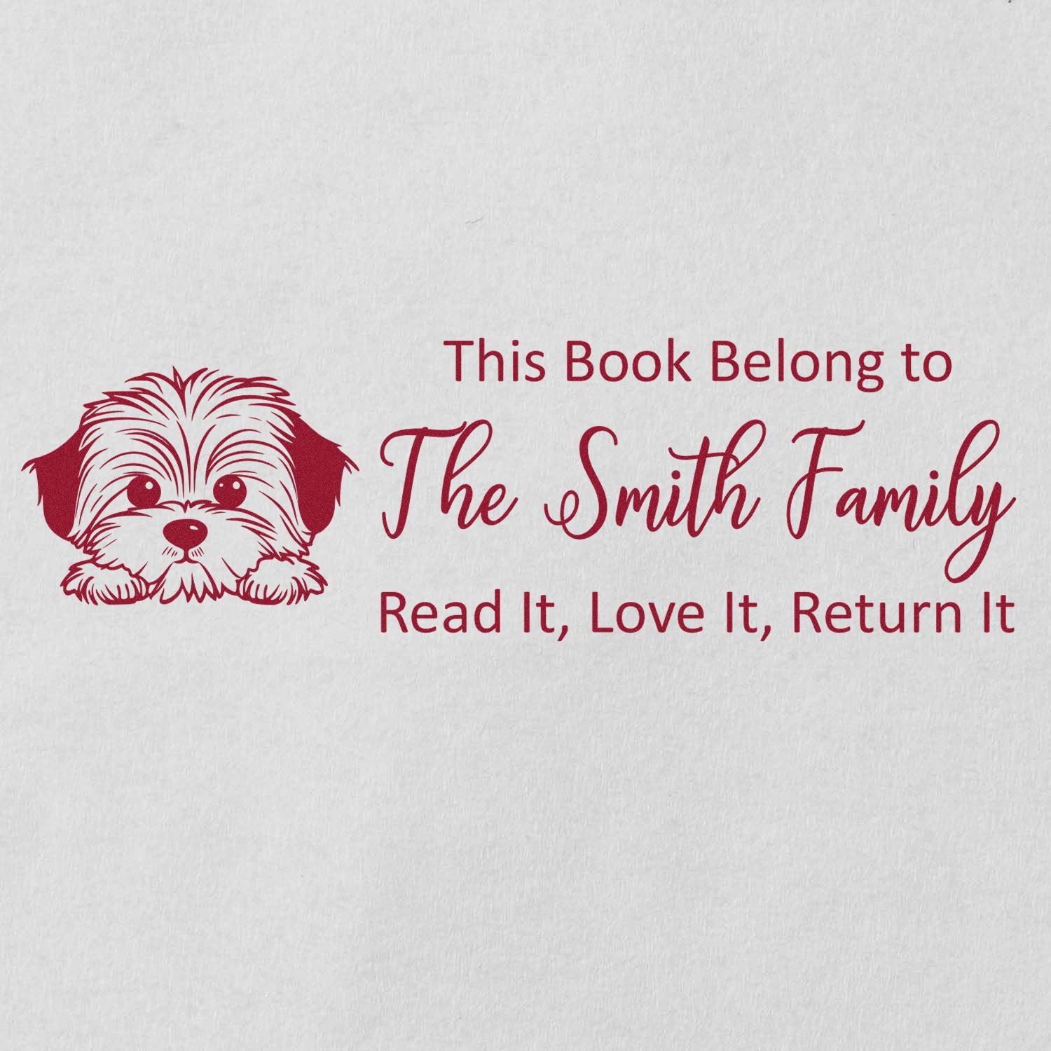 Havanese Custom Puppy Bookplate Rubber Stamp