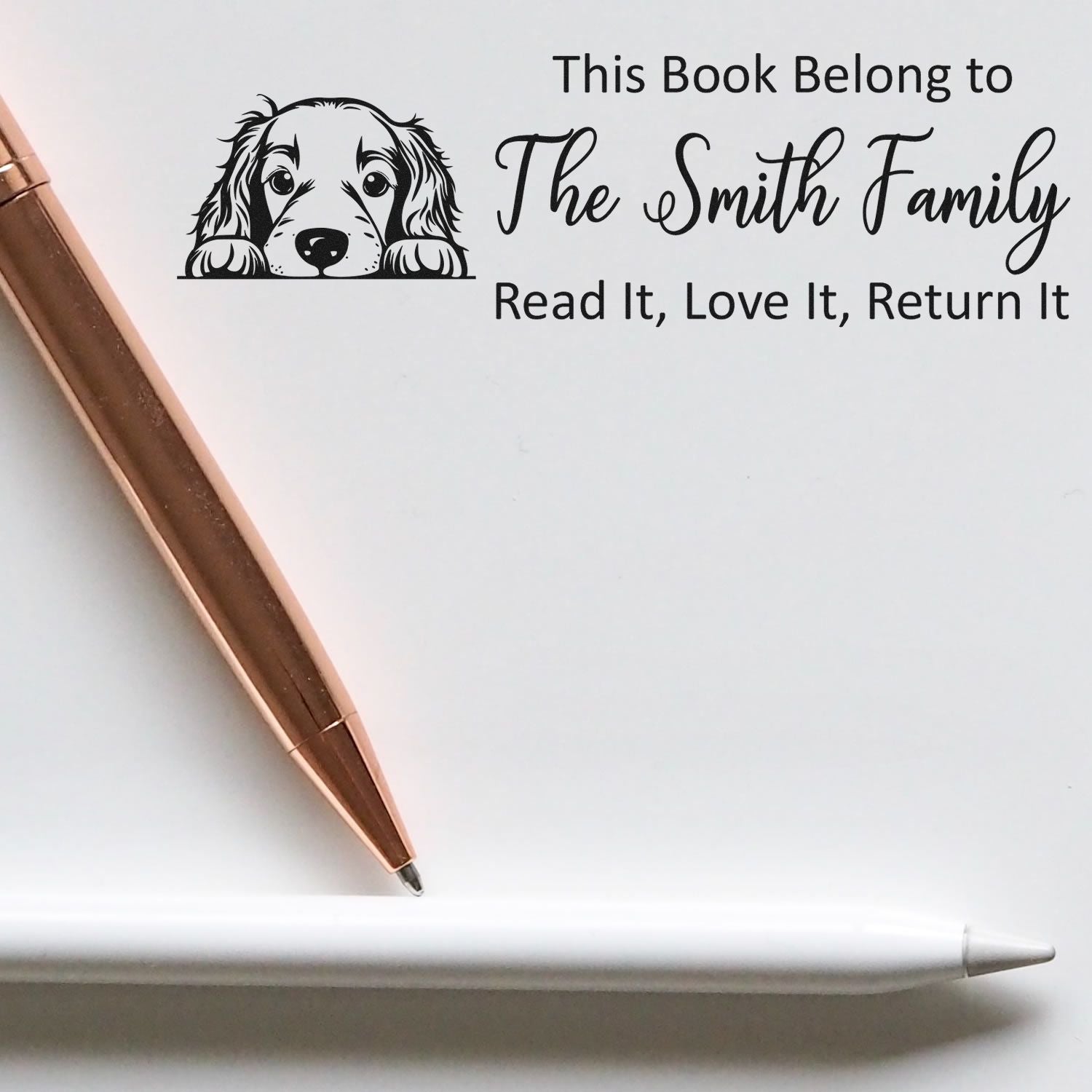 Irish Setter Custom Ex Libris Puppy Rubber Stamp - Engineer Seal Stamps