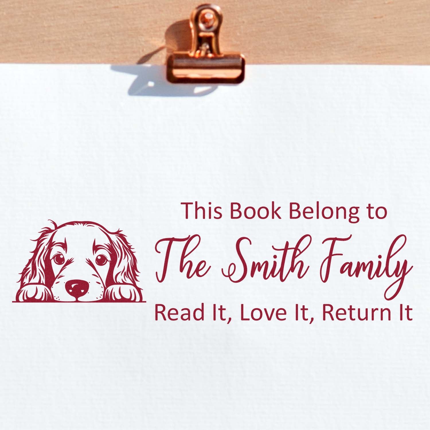 Slim Irish Setter Customizable Dog Bookplate Stamp - Engineer Seal Stamps