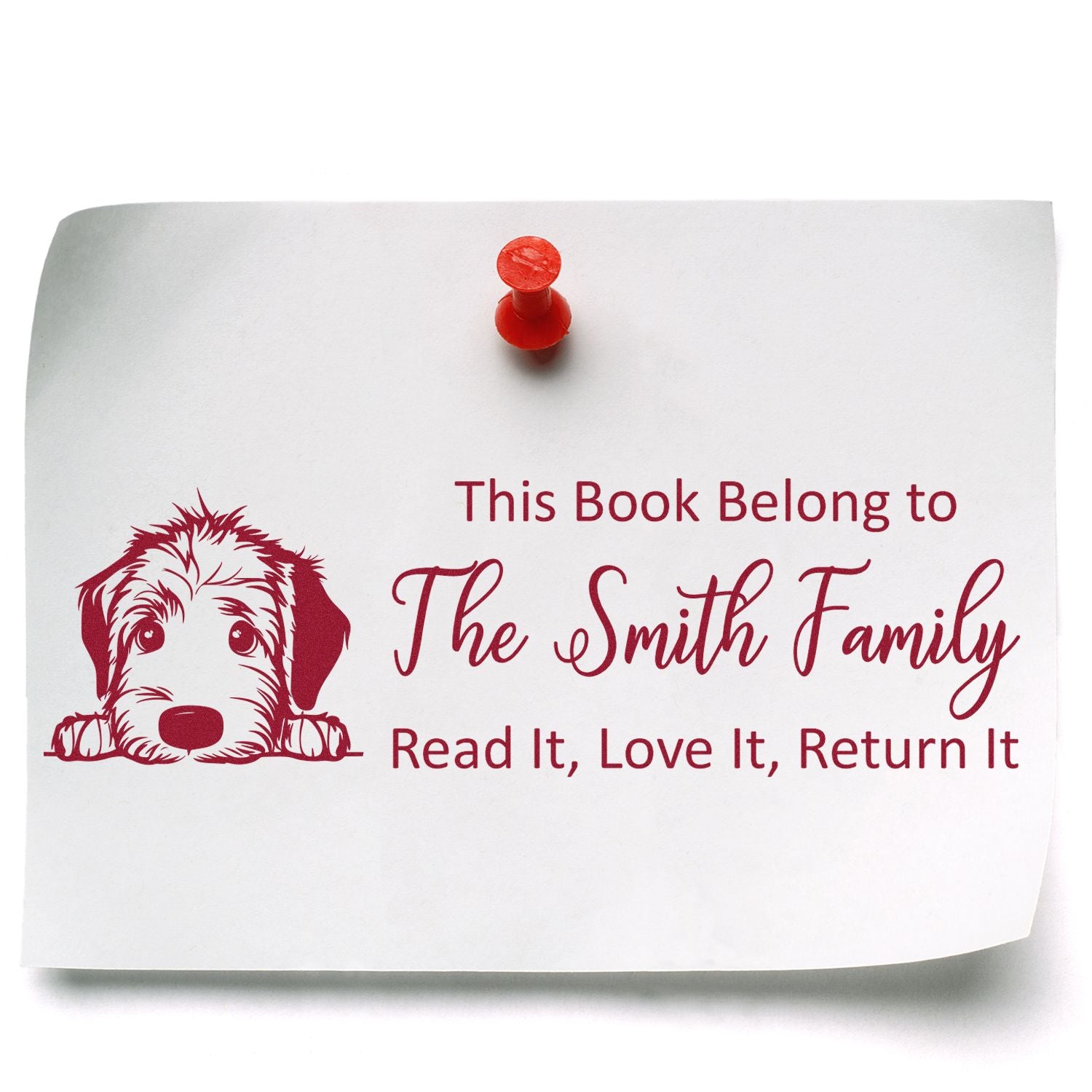 Slim Irish Wolfhound Customizable Dog Bookplate Stamper - Engineer Seal Stamps