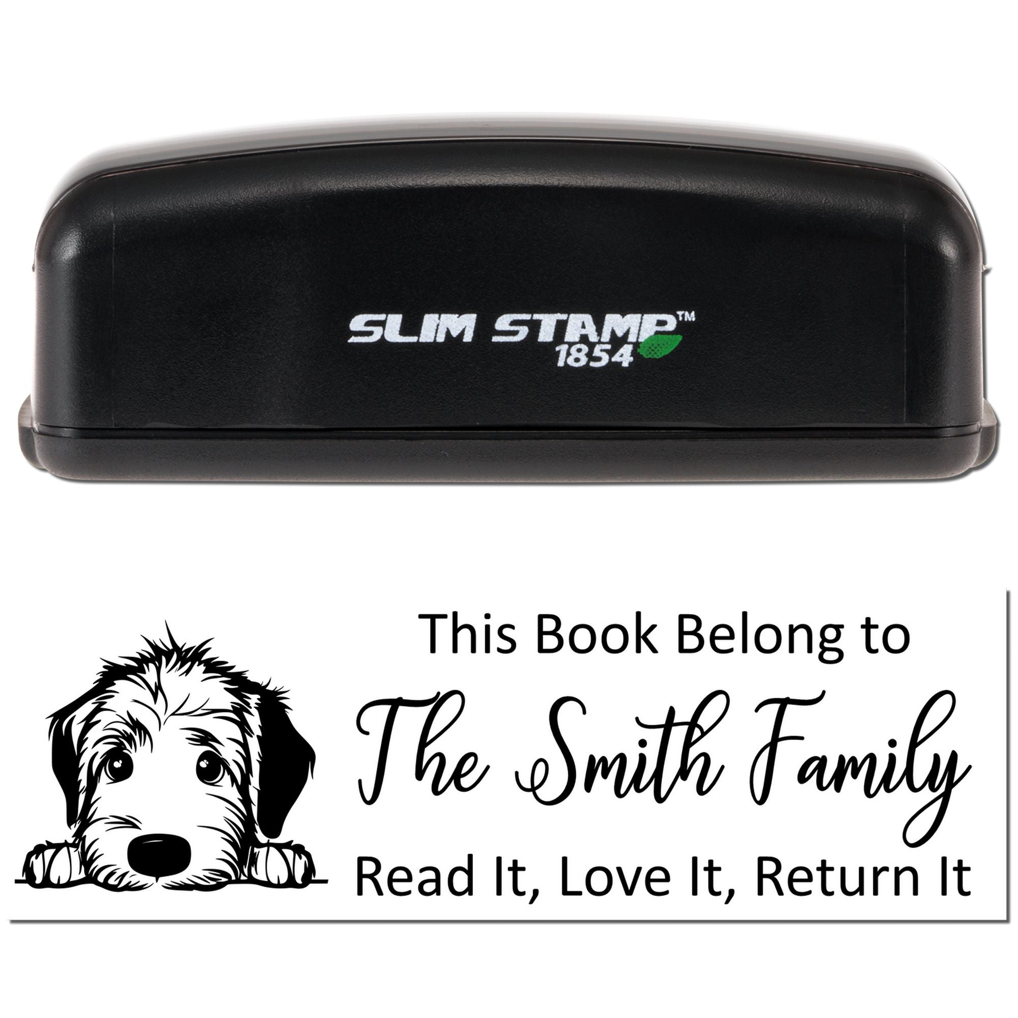 Slim Irish Wolfhound Customizable Dog Bookplate Stamper - Engineer Seal Stamps