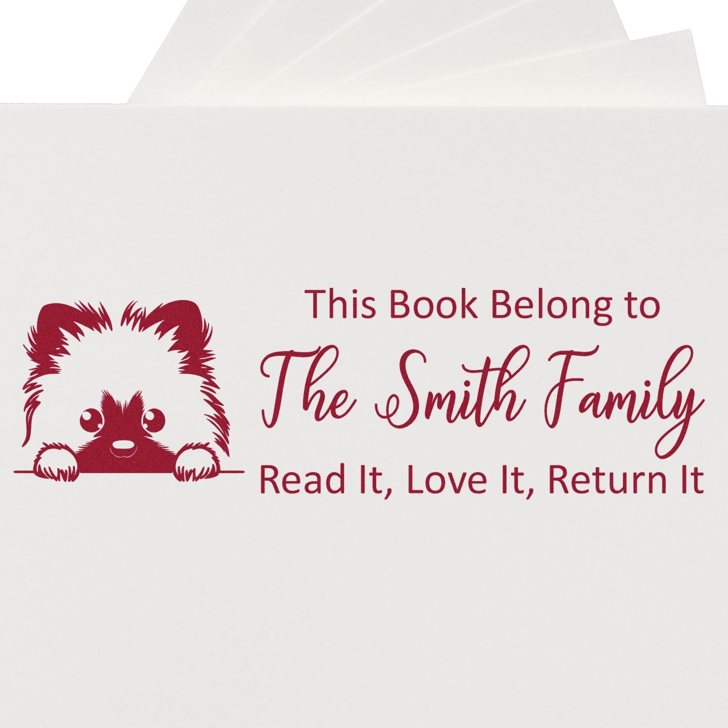 Keeshond Custom This Book Belongs To Puppy Rubber Stamp - Engineer Seal Stamps