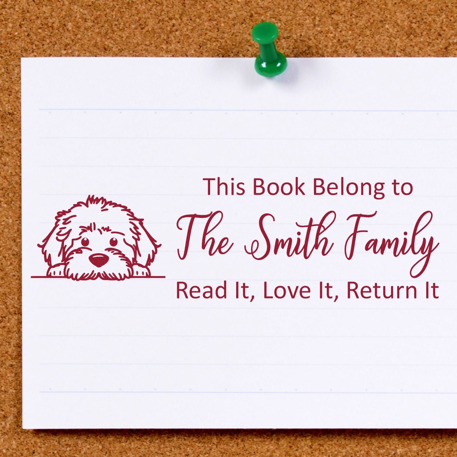 Labradoodle Custom This Book Belongs To Puppy Rubber Stamp - Engineer Seal Stamps