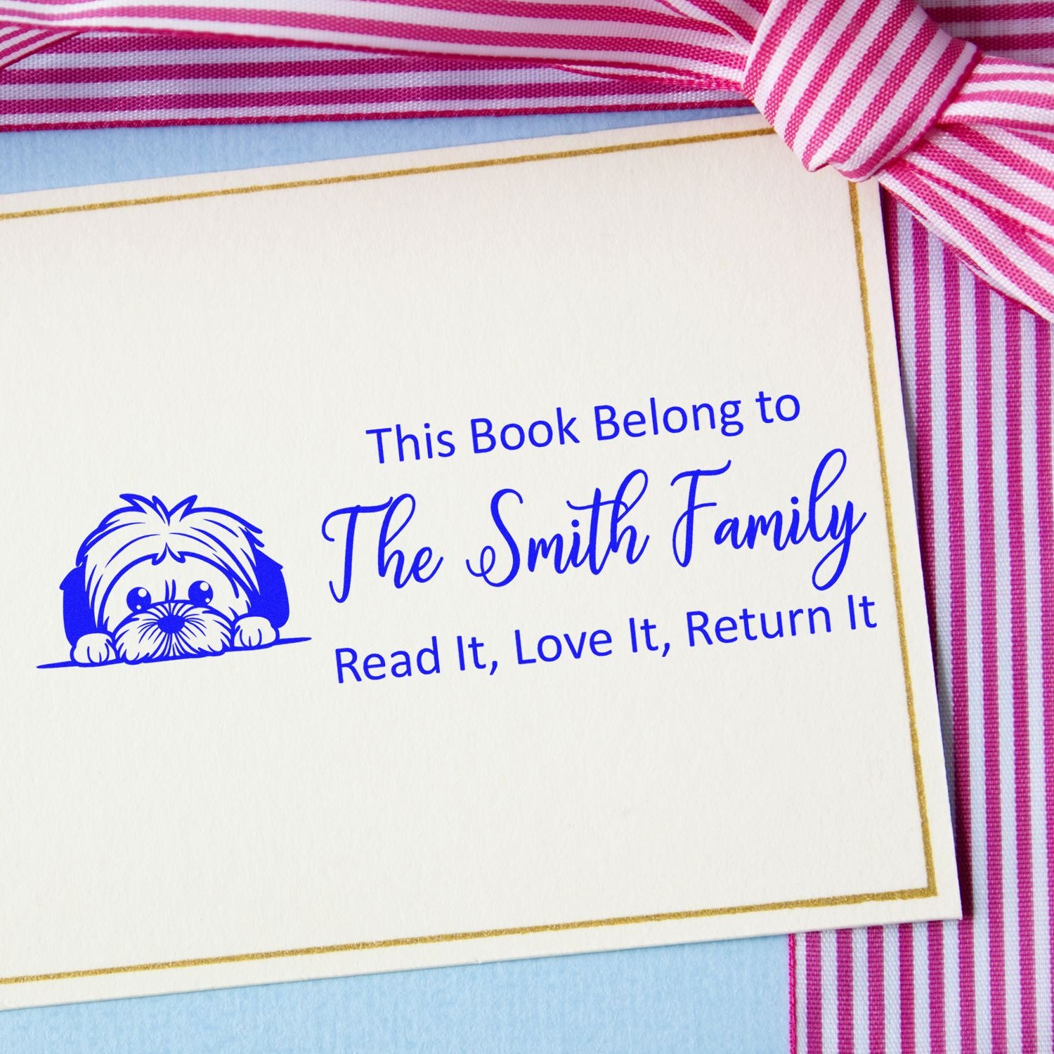 Pre-Inked Lhasa Apso Custom Made Puppy Bookplate Stamp - Engineer Seal Stamps