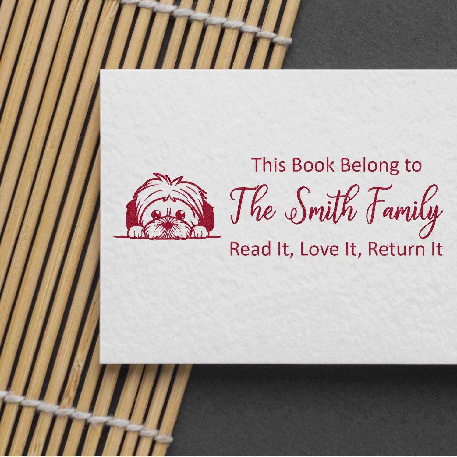 Pre-Inked Lhasa Apso Custom Made Puppy Bookplate Stamp - Engineer Seal Stamps