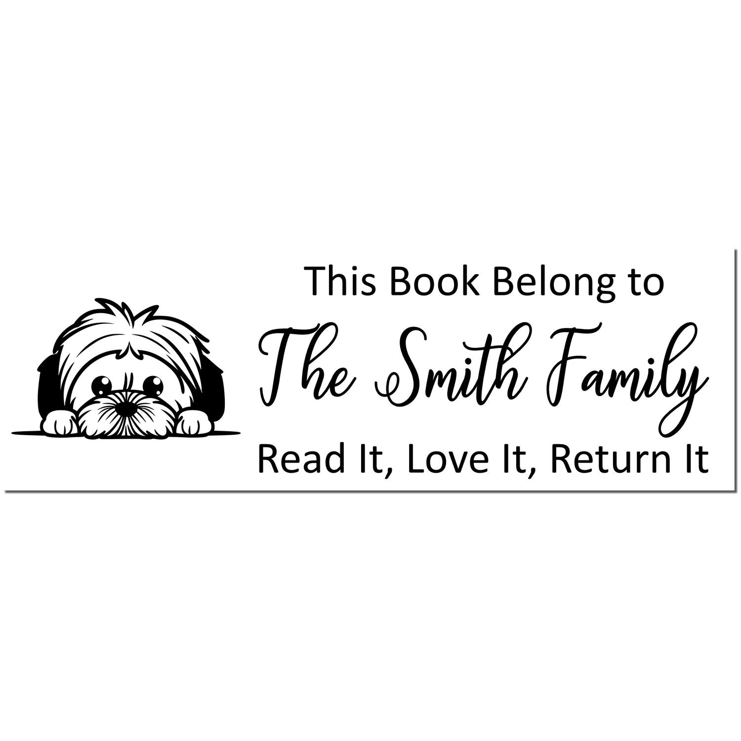 Self-Inking Lhasa Apso Personalized Dog Lover Ex Libris Stamp - Engineer Seal Stamps