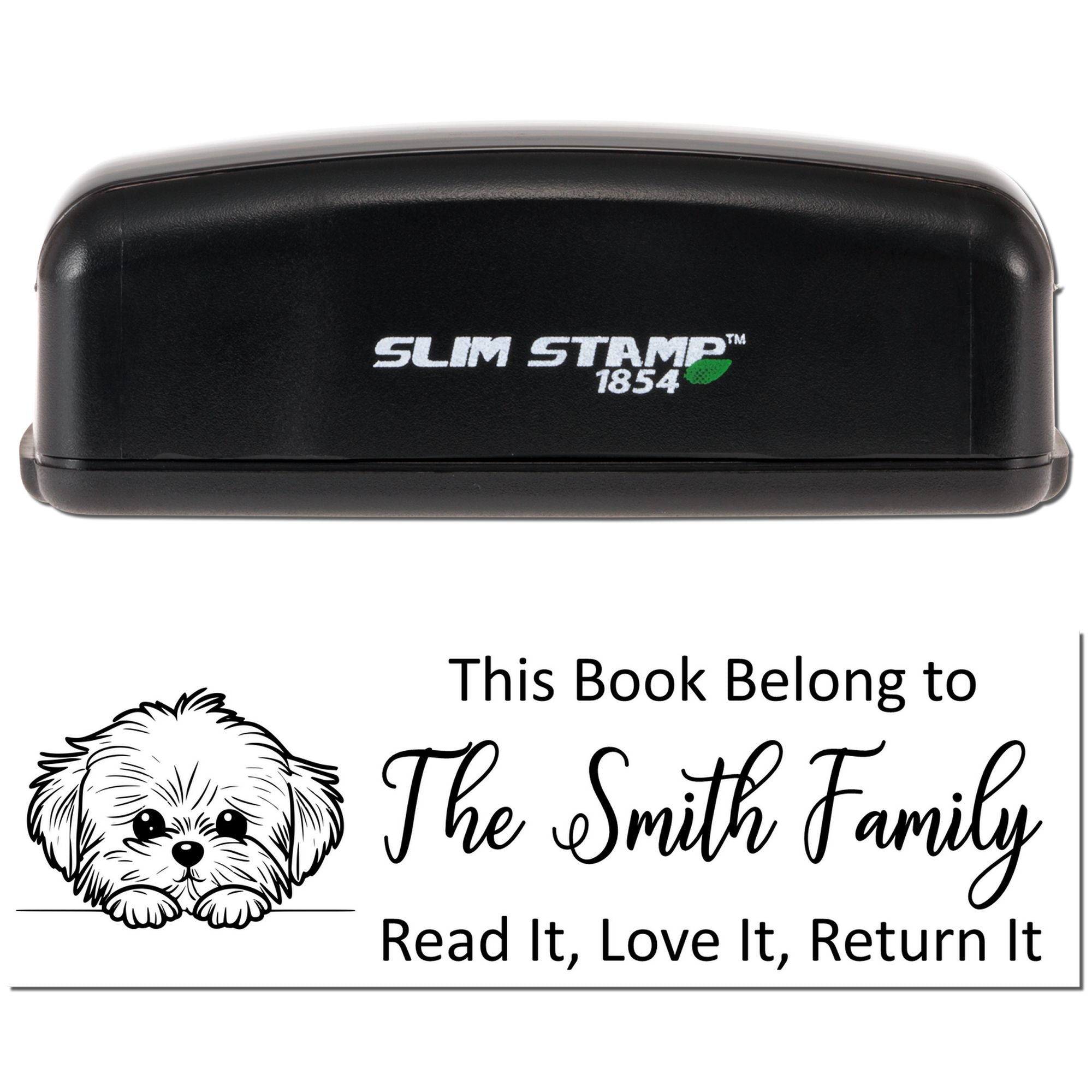 Slim Maltese Customizable Dog Personal Library Stamper - Engineer Seal Stamps