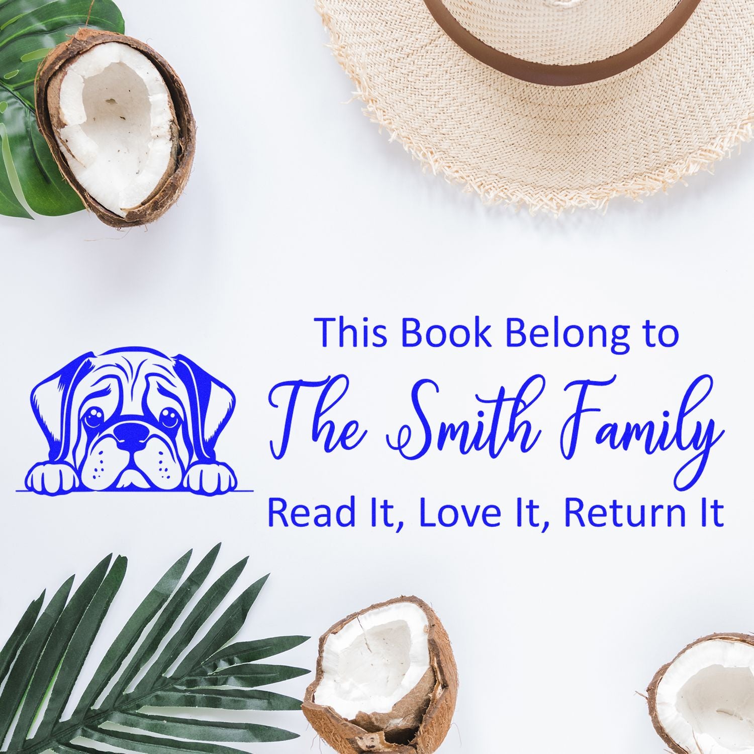 Self-Inking Mastiff Personalized Dog Reading Book Stamp - Engineer Seal Stamps