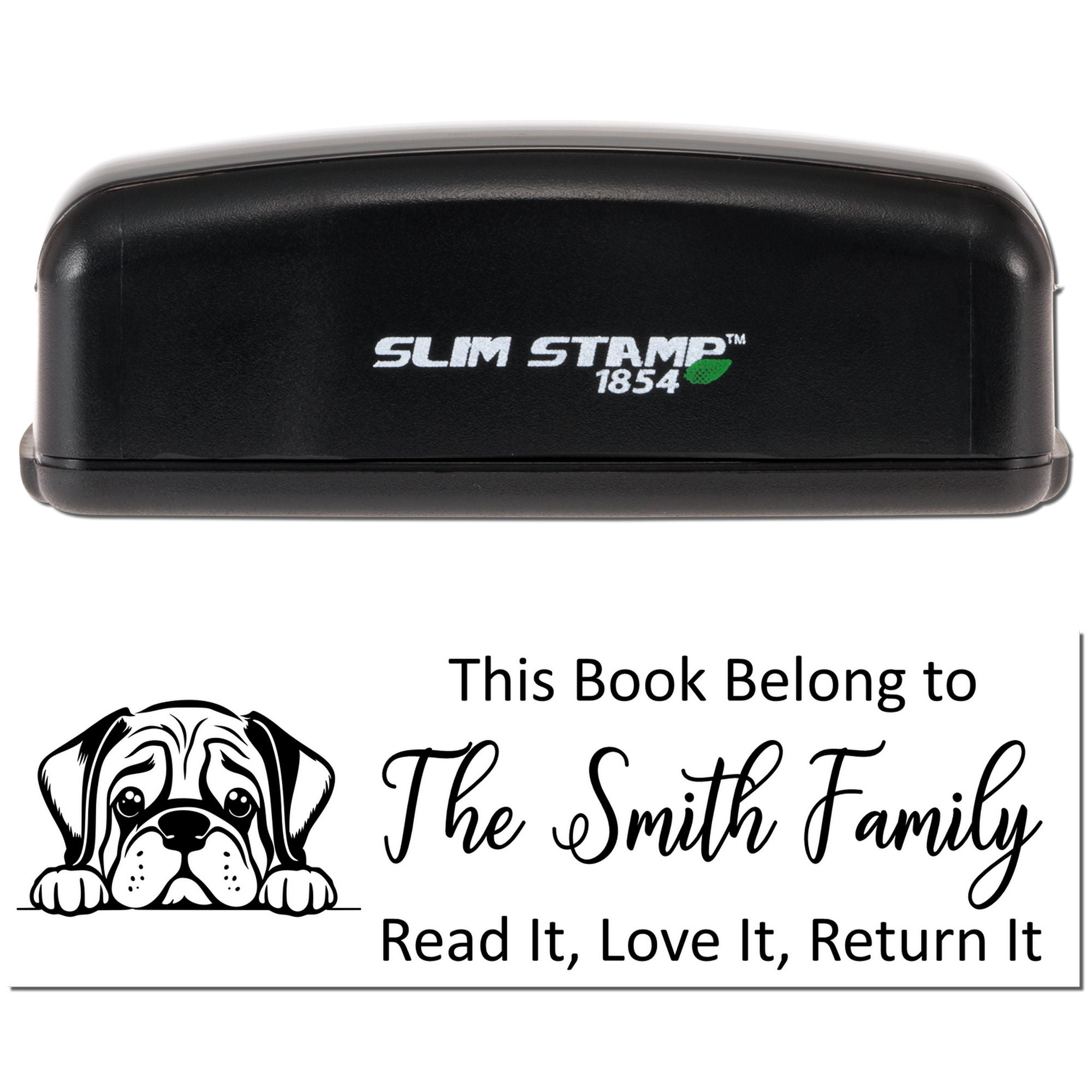 Slim Mastiff Customizable Ex Libris With Dog Stamp - Engineer Seal Stamps